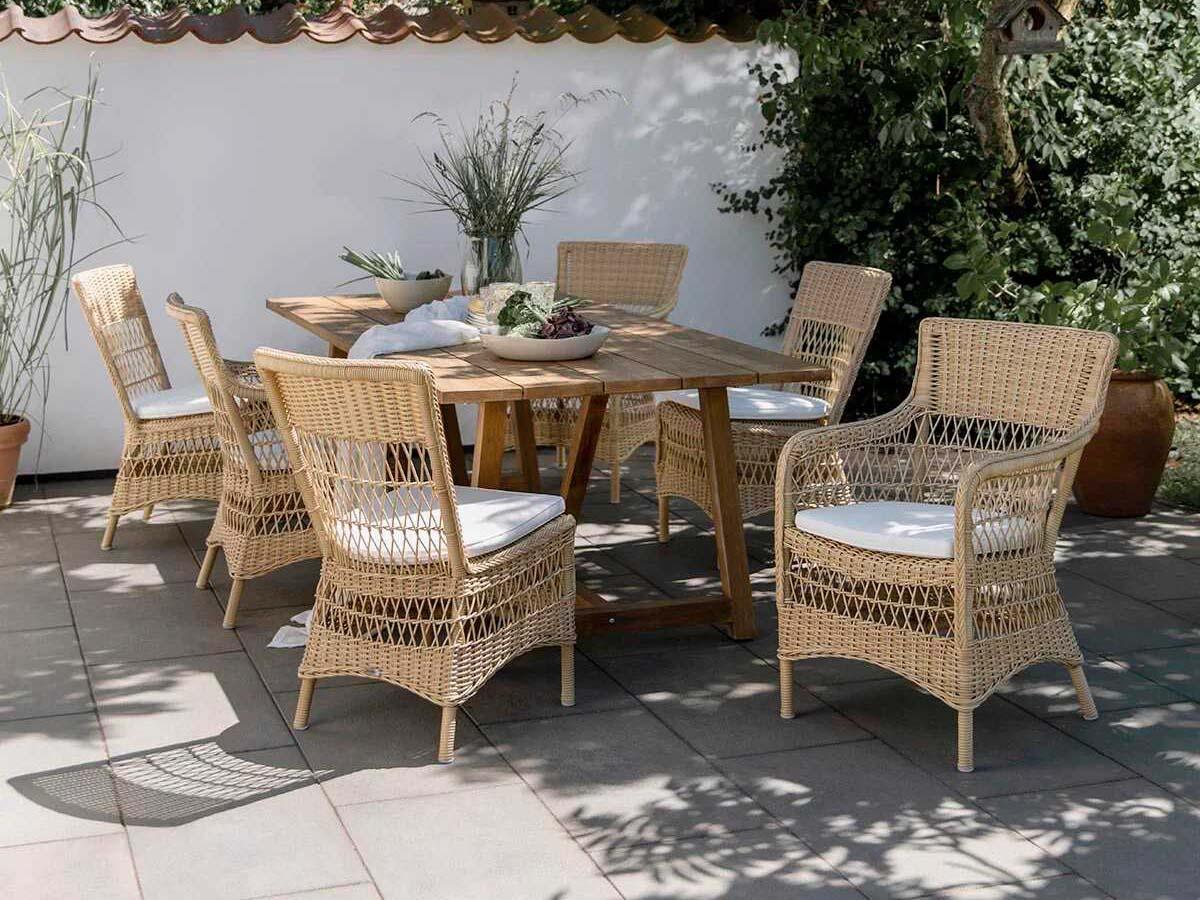 Sika Design Georgia Garden Aluminum Rattan Natural Marie Outdoor Dining Arm Chair