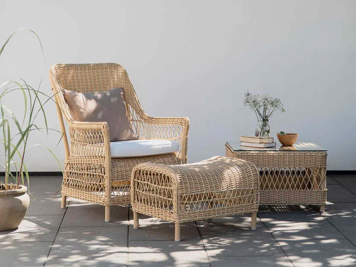 Sika Design Exterior Aluminum/Wicker Natural Dawn Foot Stool