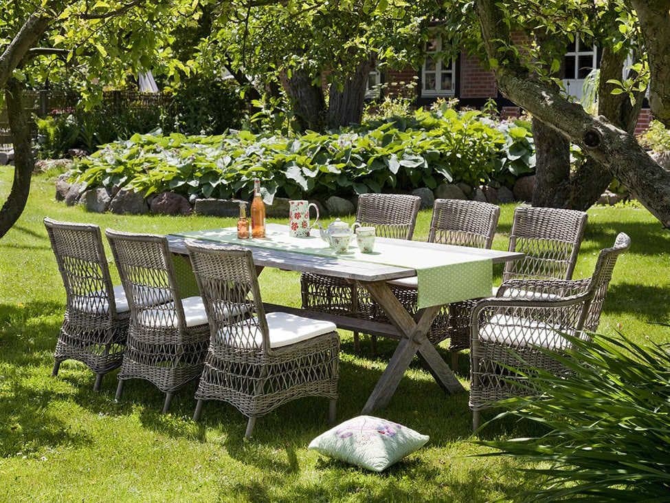 Sika Design Teak Natural Brown Colonial Long Rectangular Patio Dining Table