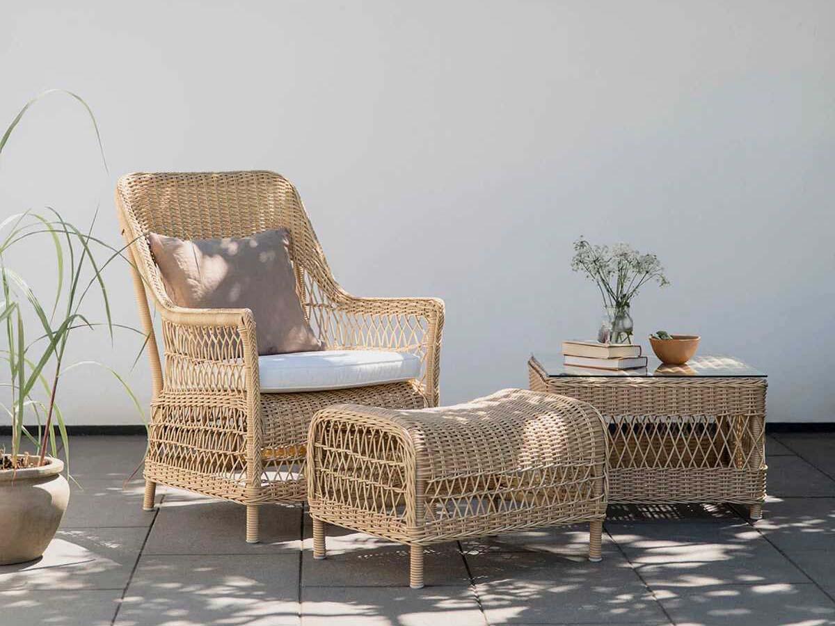 Sika Design Georgia Garden Aluminum Rattan Natural Anna Square Glass Top Patio End Table