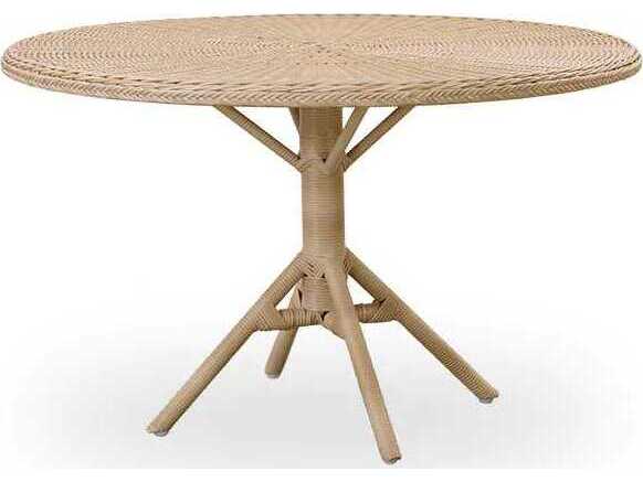 Sika Design Georgia Garden Aluminum Rattan Natural Grace Round Glass Top Outdoor Patio Dining Table