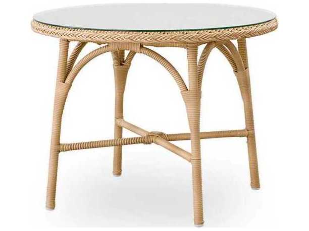 Sika Design Georgia Garden Aluminum Rattan Natural Victoria Round Glass Top Outdoor Patio Coffee Table