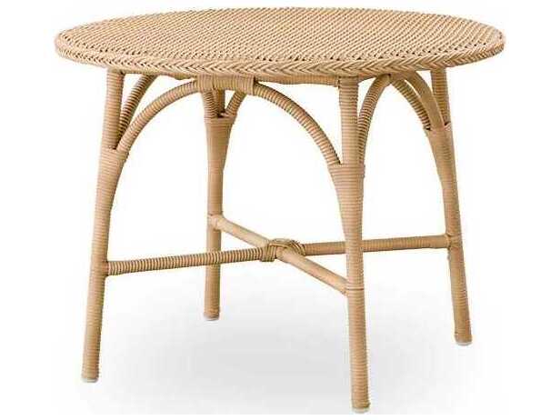 Sika Design Georgia Garden Aluminum Rattan Natural Victoria Round Glass Top Outdoor Patio Coffee Table