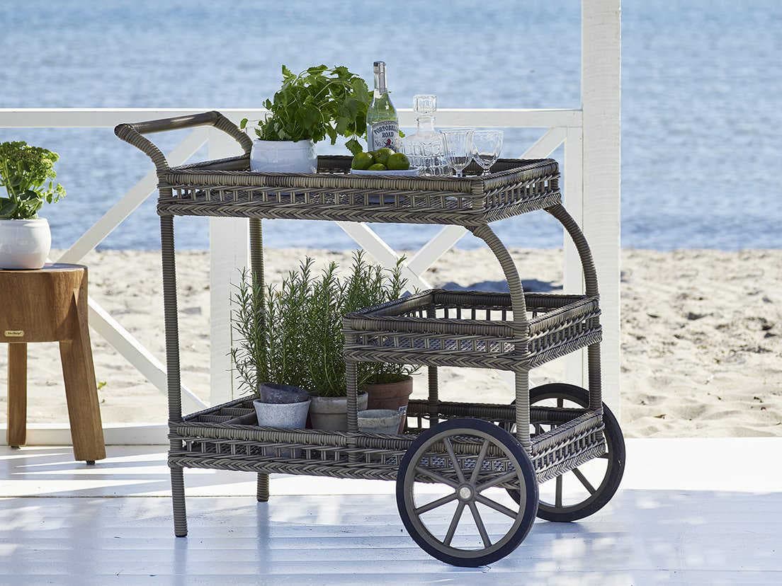 Sika Design Georgia Garden Wicker Antique James Trolley Serving Cart