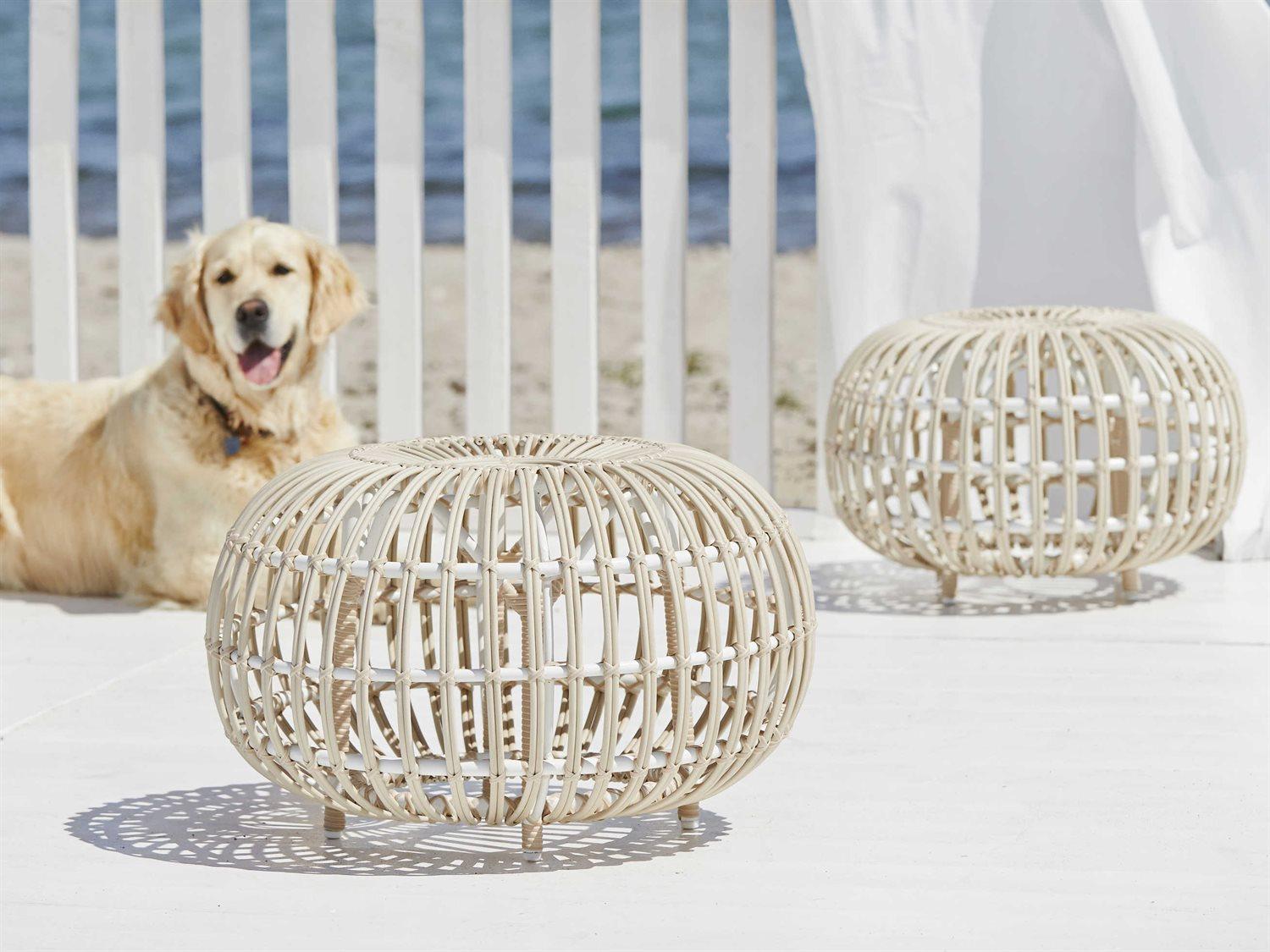 Sika Design Exterior Aluminum Dove White Franco Albini Patio Ottoman Set