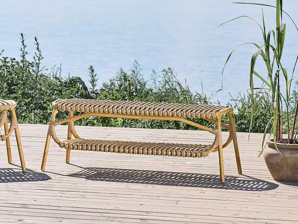 Sika Design Exterior Alumium Rattan Natural Machiya Patio Bench