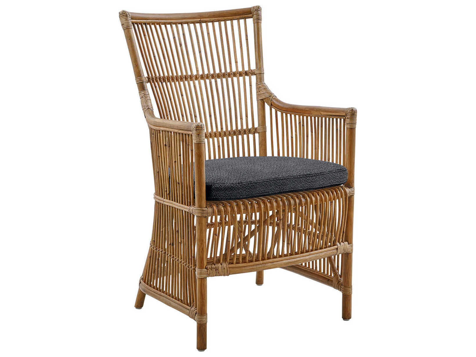Sika Design Originals Antique Wicker Cushion Dining Chair in Youtoo Dark Grey