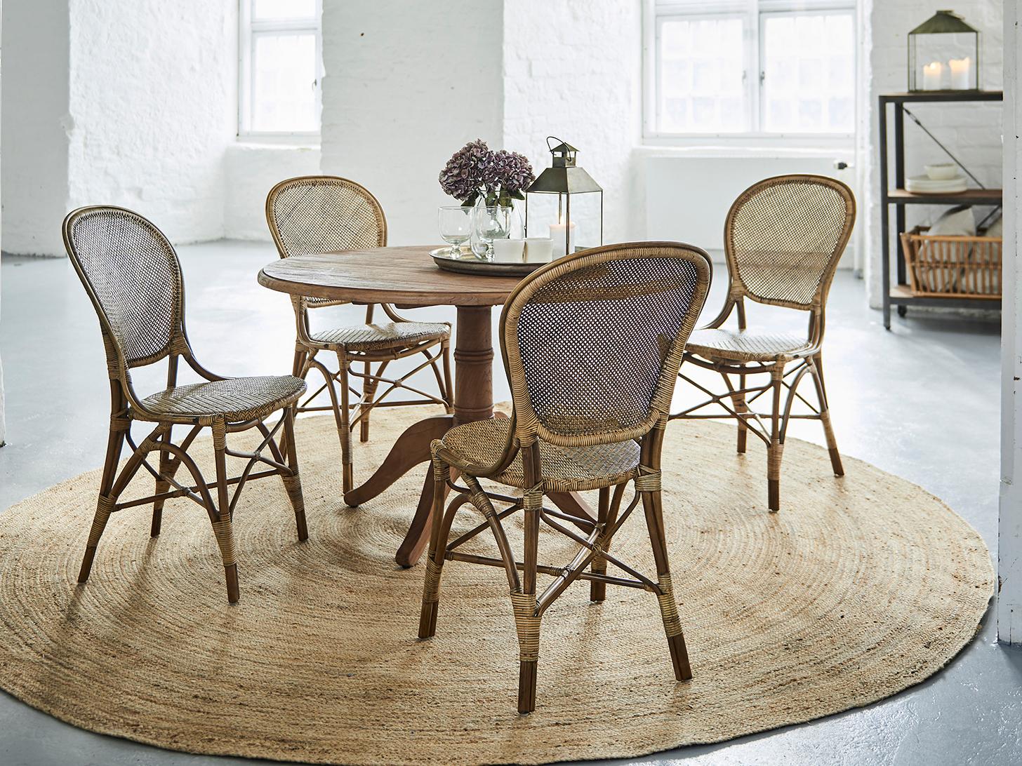 Sika Design Originals Antique Wicker Cushion Dining Chair in Youtoo Dark Grey