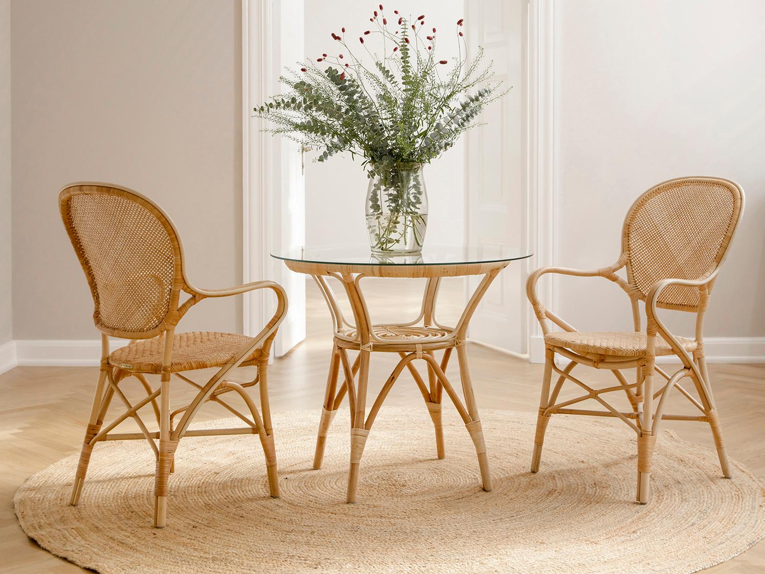 Sika Design Originals Natural Wicker Cushion Dining Chair in Youtoo Dark Grey