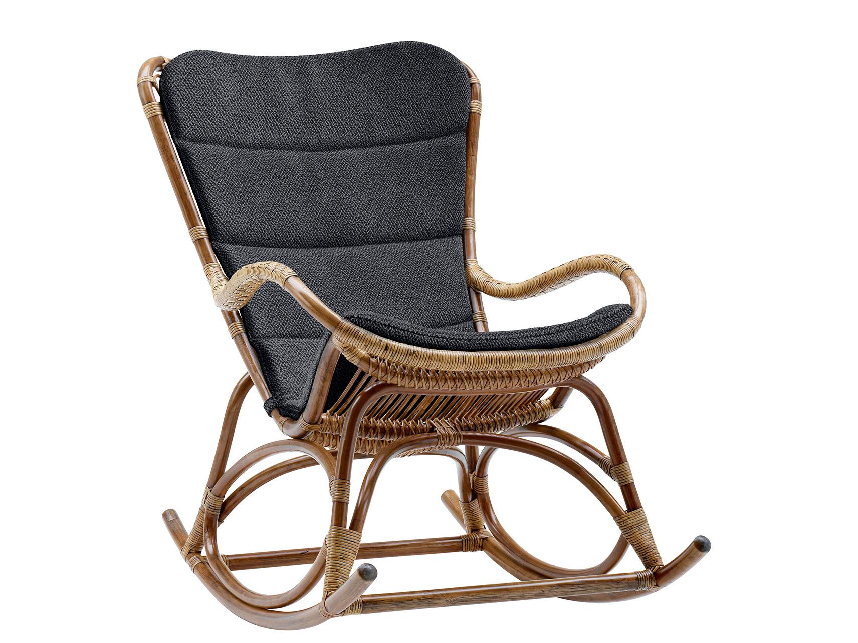 Sika Design Originals Antique Wicker Cushion Lounge Chair in Youtoo Dark Grey