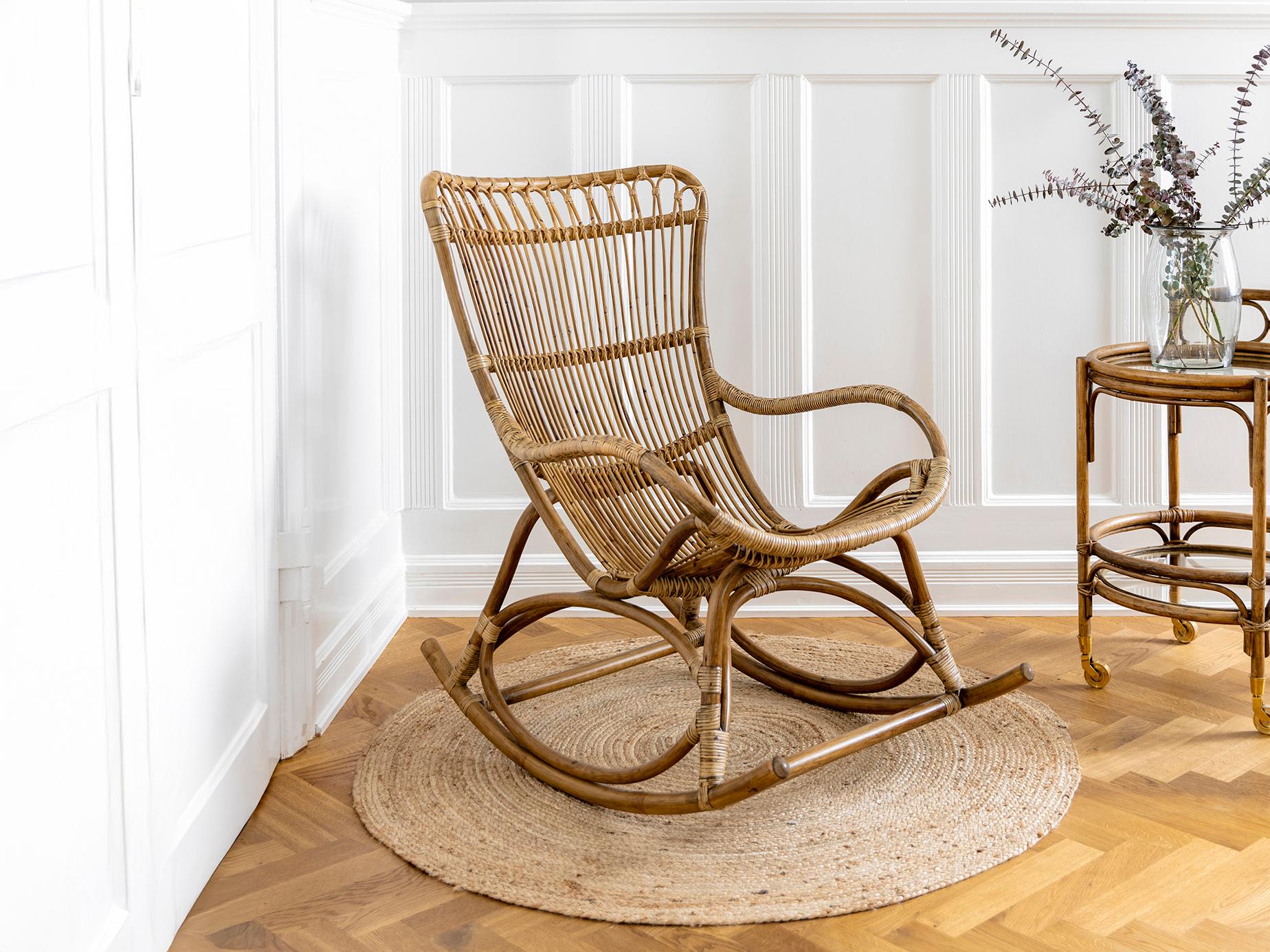 Sika Design Originals Antique Wicker Cushion Lounge Chair in Youtoo Dark Grey