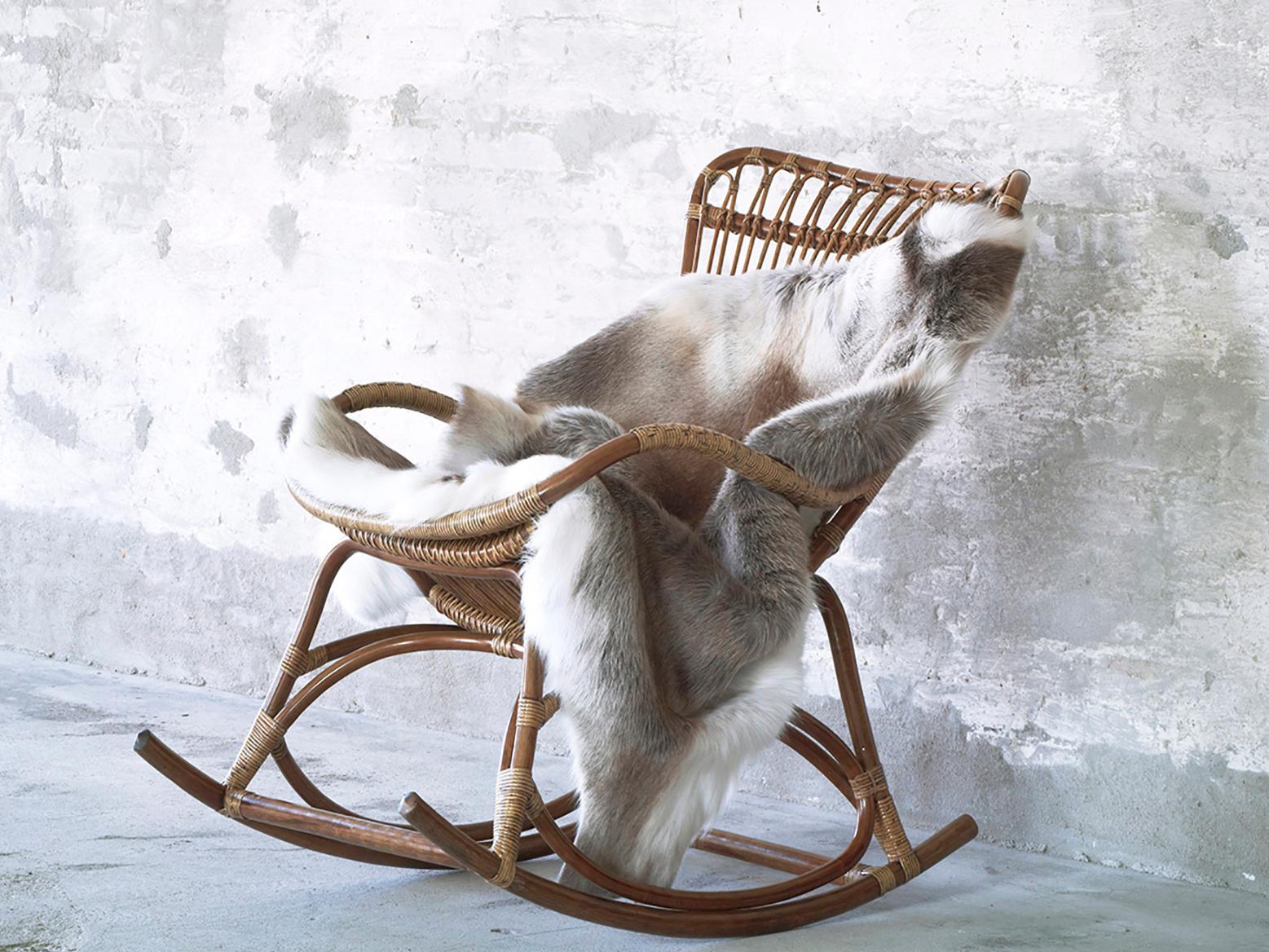 Sika Design Originals Antique Wicker Cushion Lounge Chair in Youtoo Dark Grey