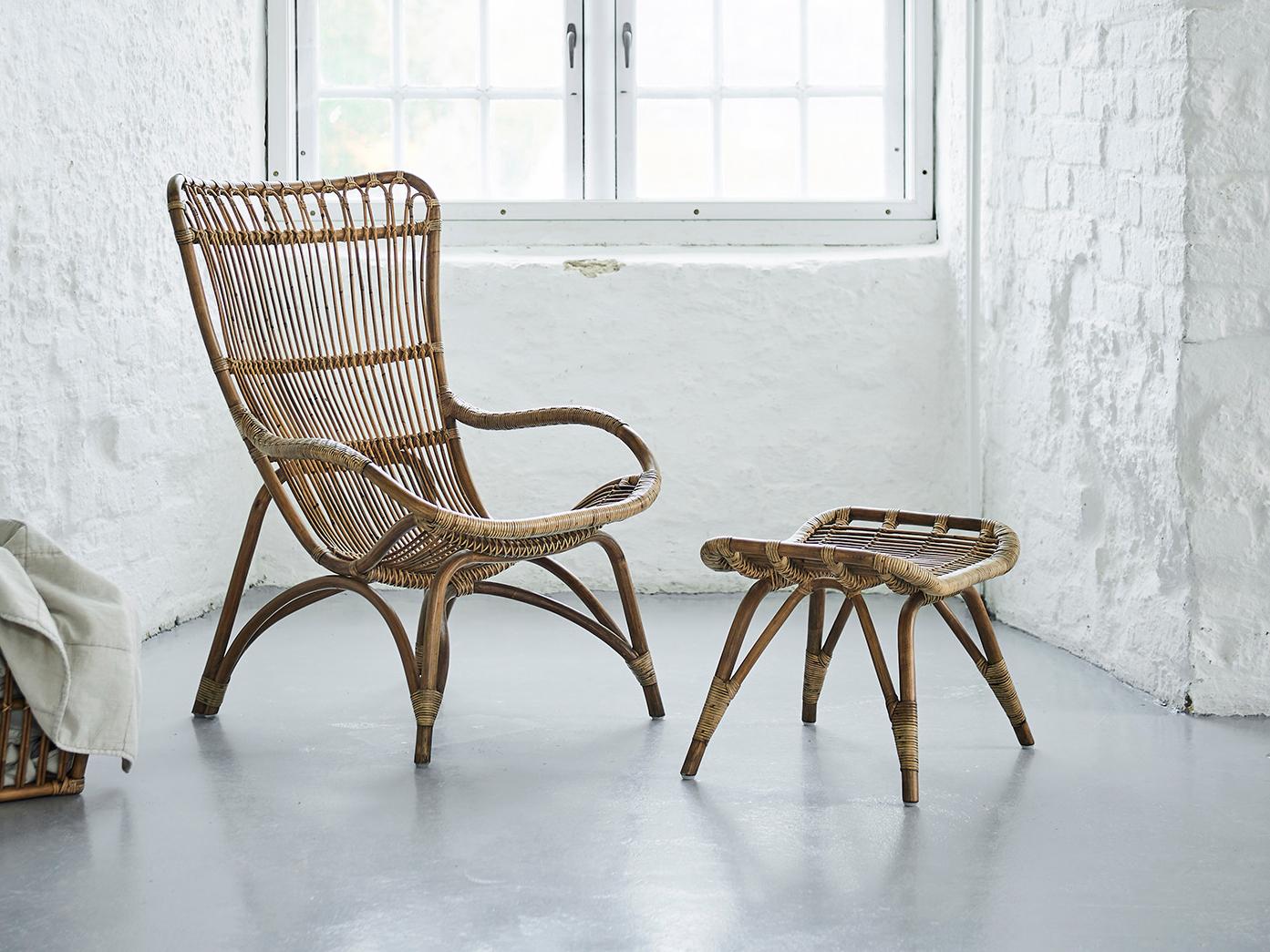 Sika Design Originals Antique Wicker Cushion Lounge Chair in Youtoo Sand