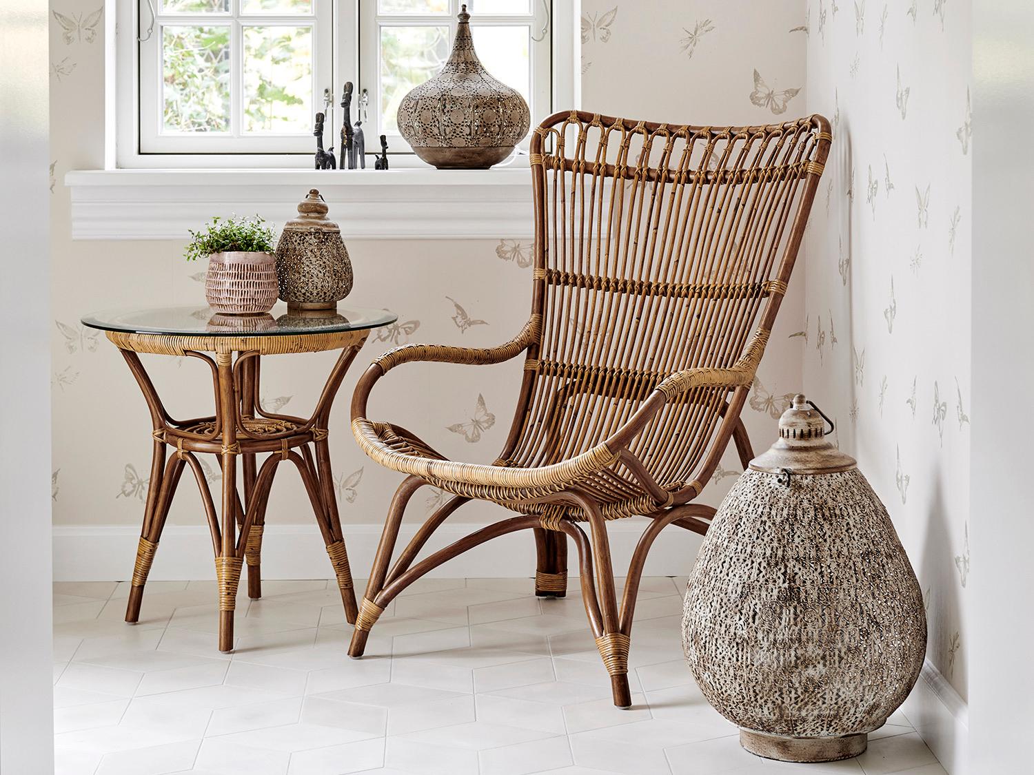 Sika Design Originals Antique Wicker Cushion Lounge Chair in Youtoo Sand