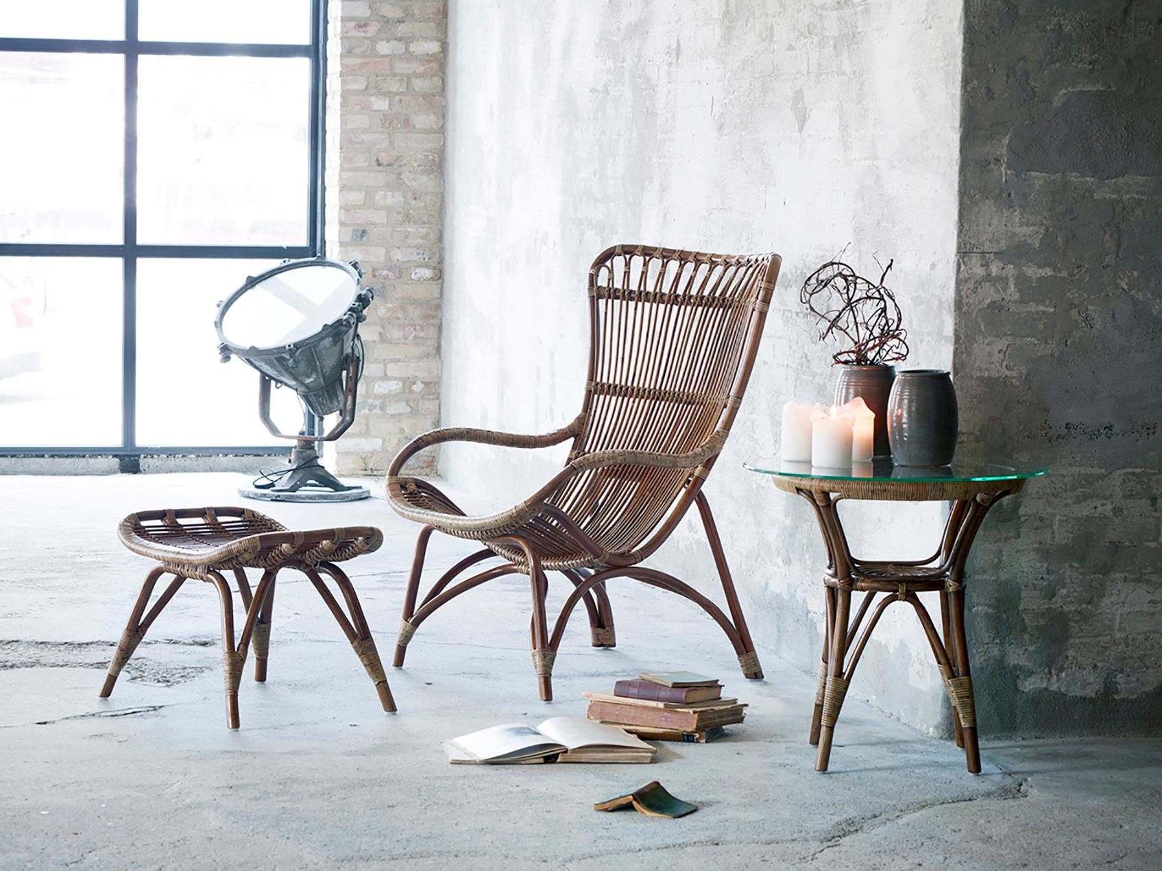 Sika Design Originals Antique Wicker Cushion Lounge Chair in Youtoo Sand