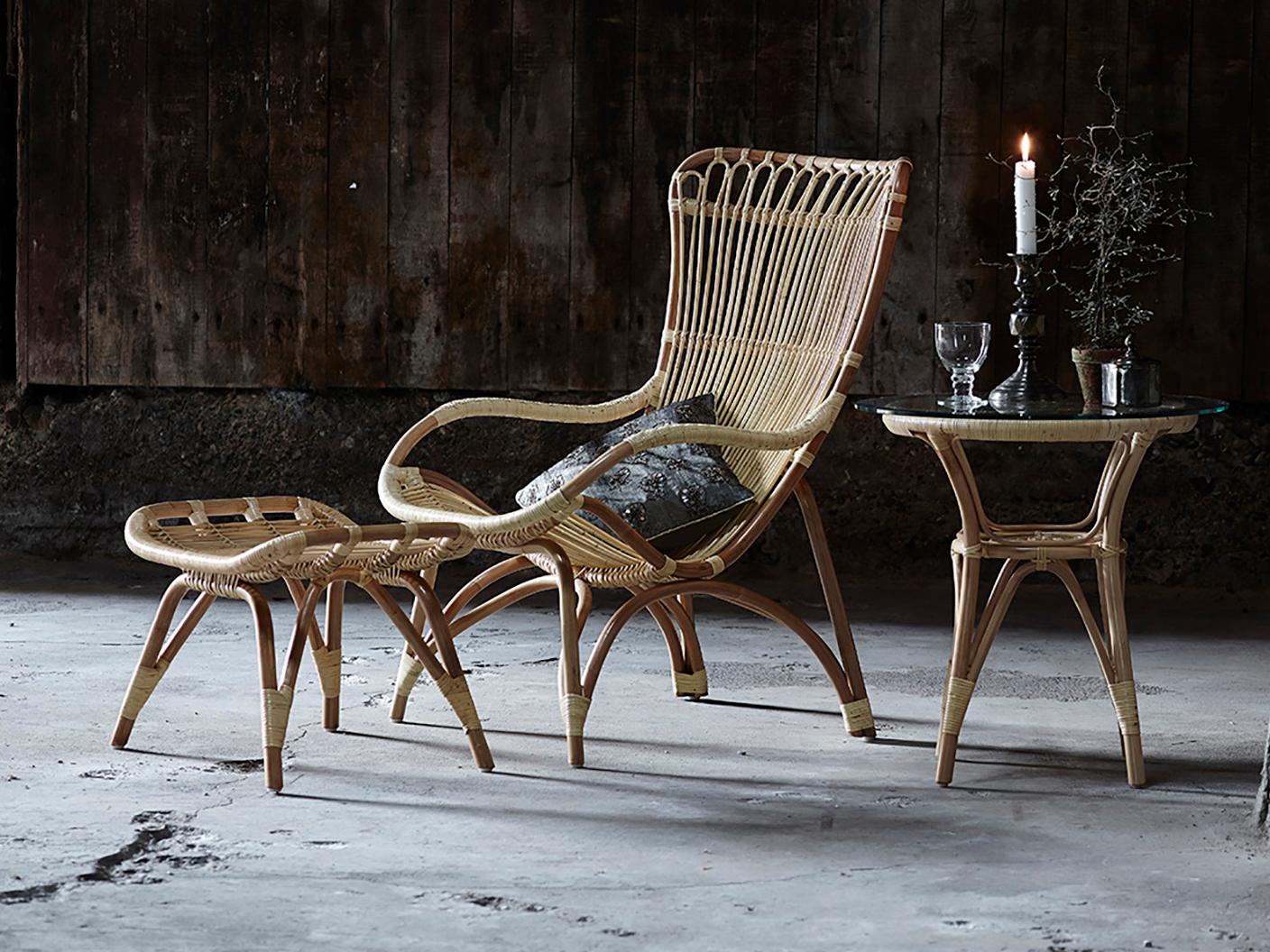 Sika Design Originals Natural Rattan, Poly Blend Aluminum Cushion Lounge Chair in Youtoo Dark Grey