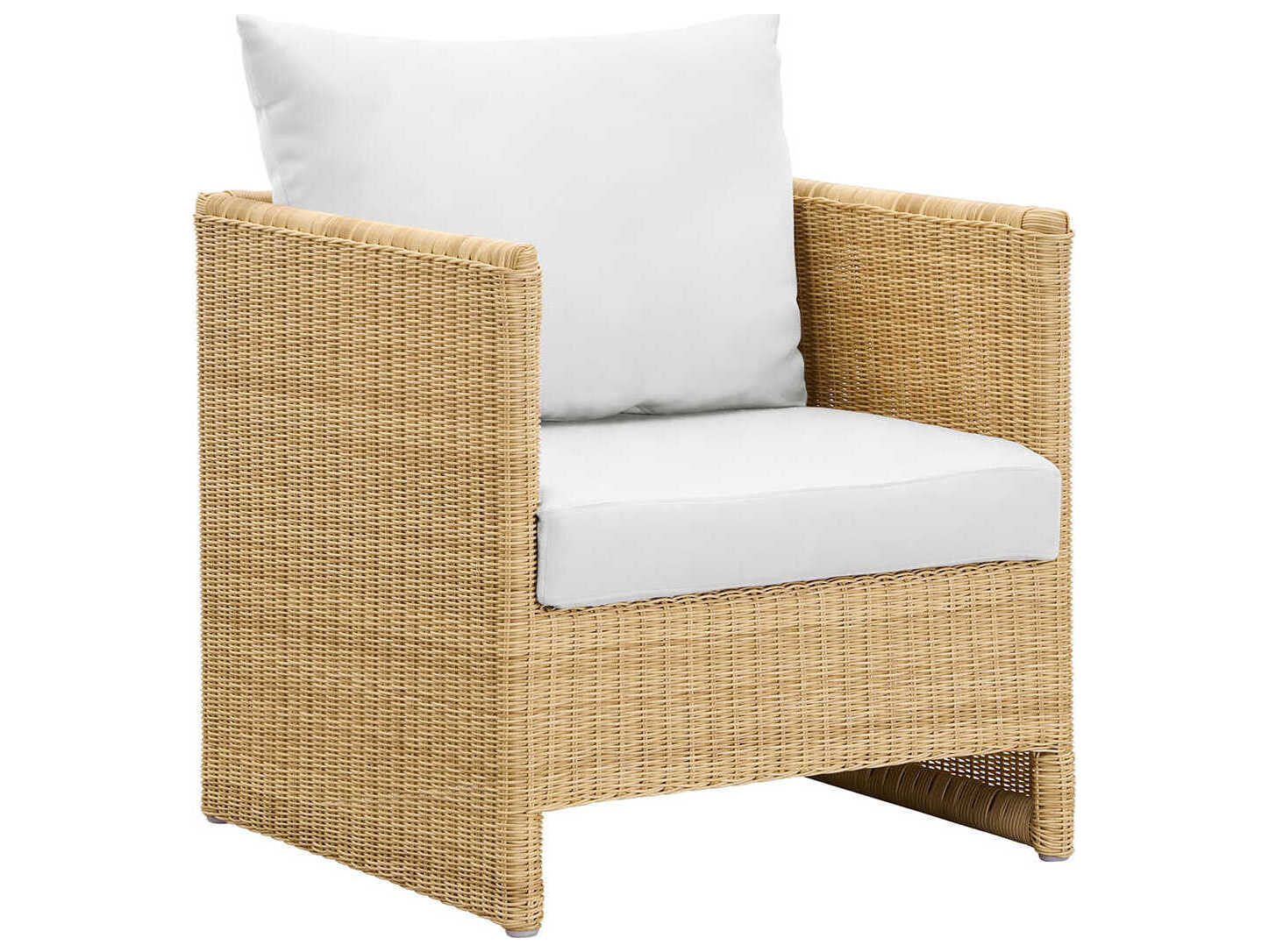 Sika Design Exterior Natural Aluminum Tempotest Canvas White Cushion Lounge Chair