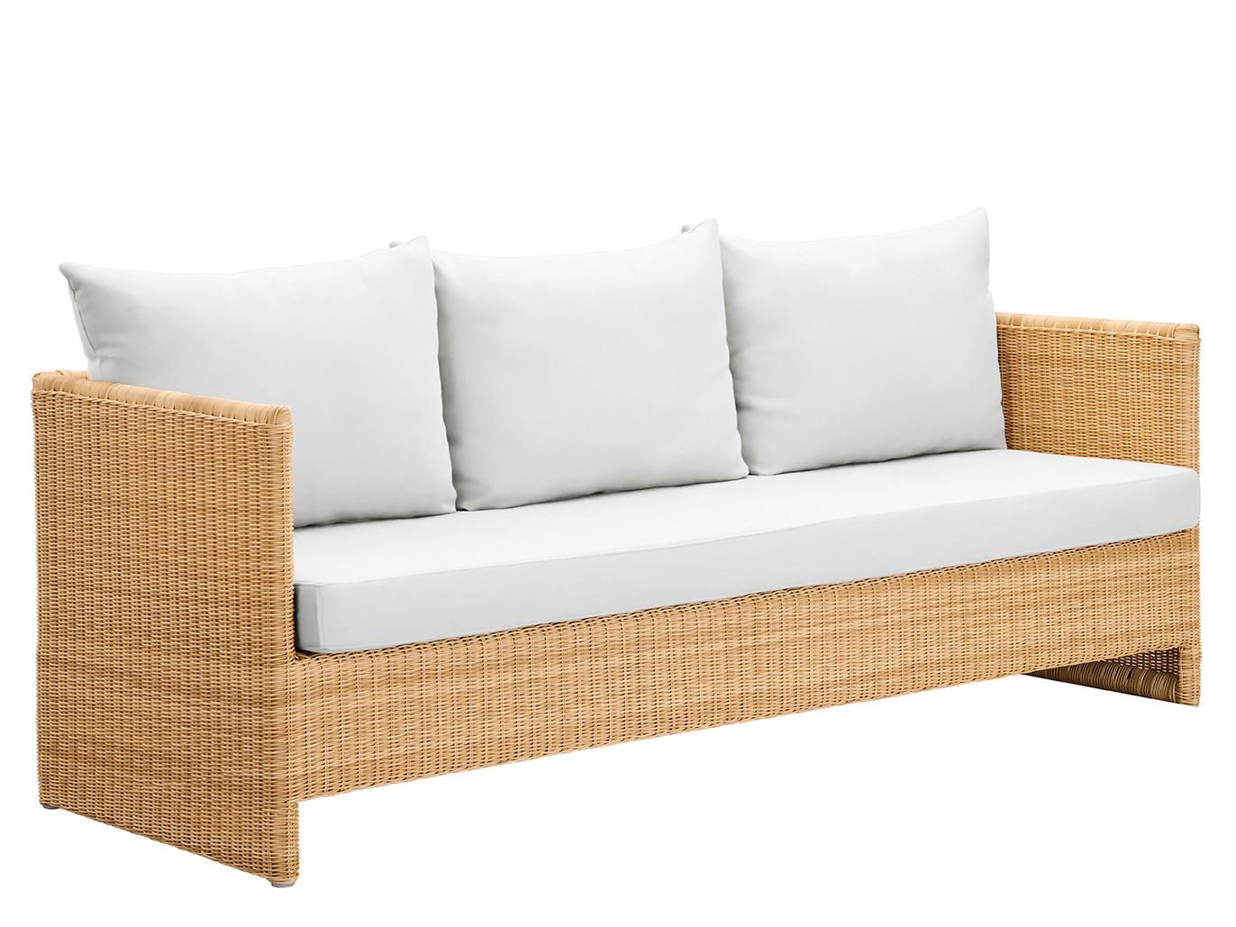 Sika Design Exterior Natural Aluminum Tempotest Canvas White Cushion Sofa