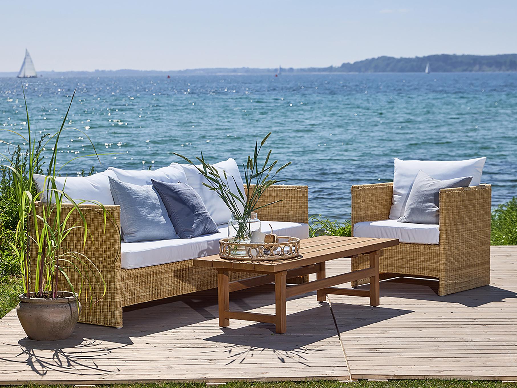 Sika Design Exterior Natural Aluminum Tempotest Canvas White Cushion Sofa