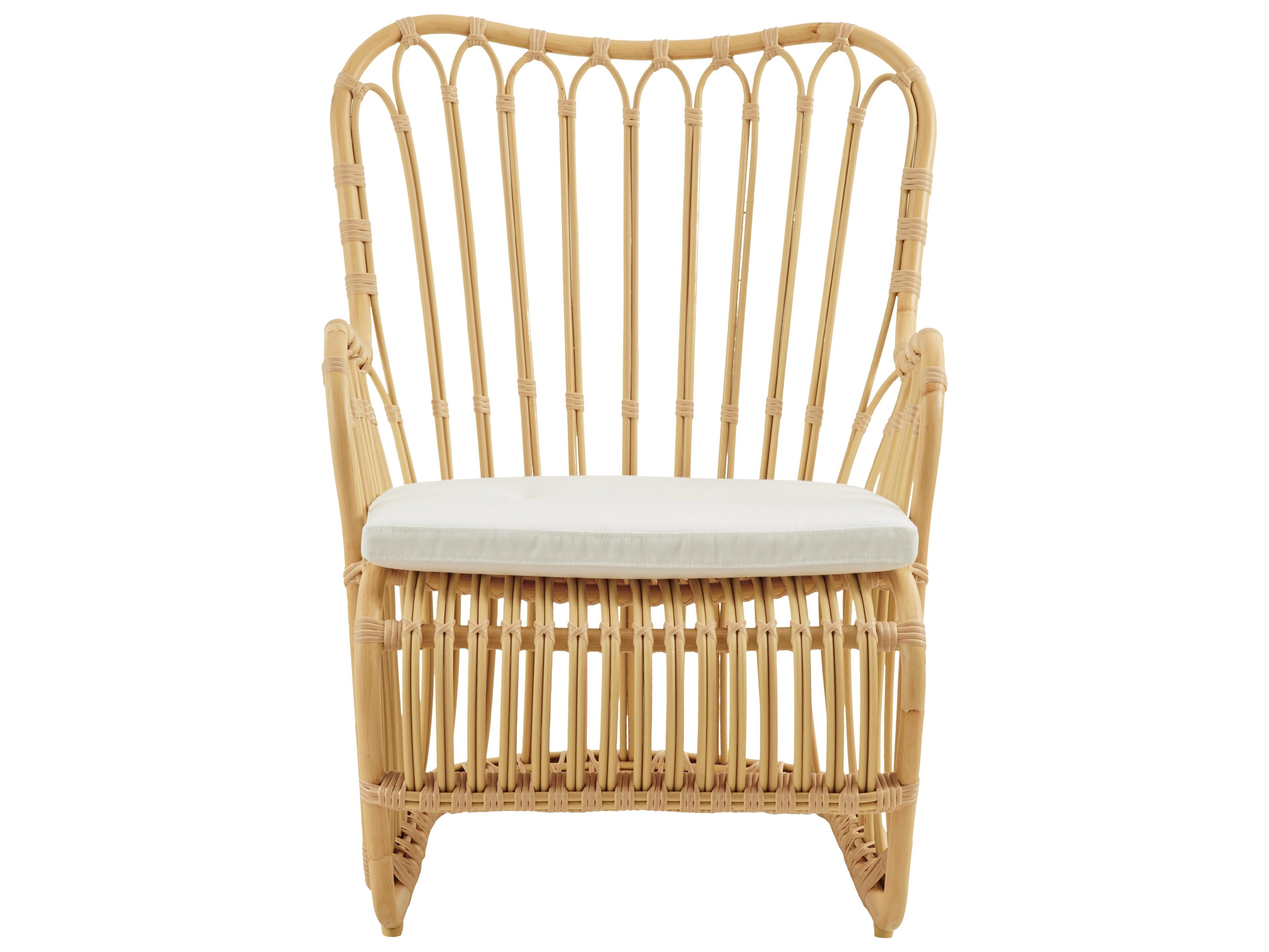 Sika Design Exterior Aluminum Rattan Natural Kindt Larsen Tulip Outdoor Patio Lounge Chair in Tempotest Canvas White