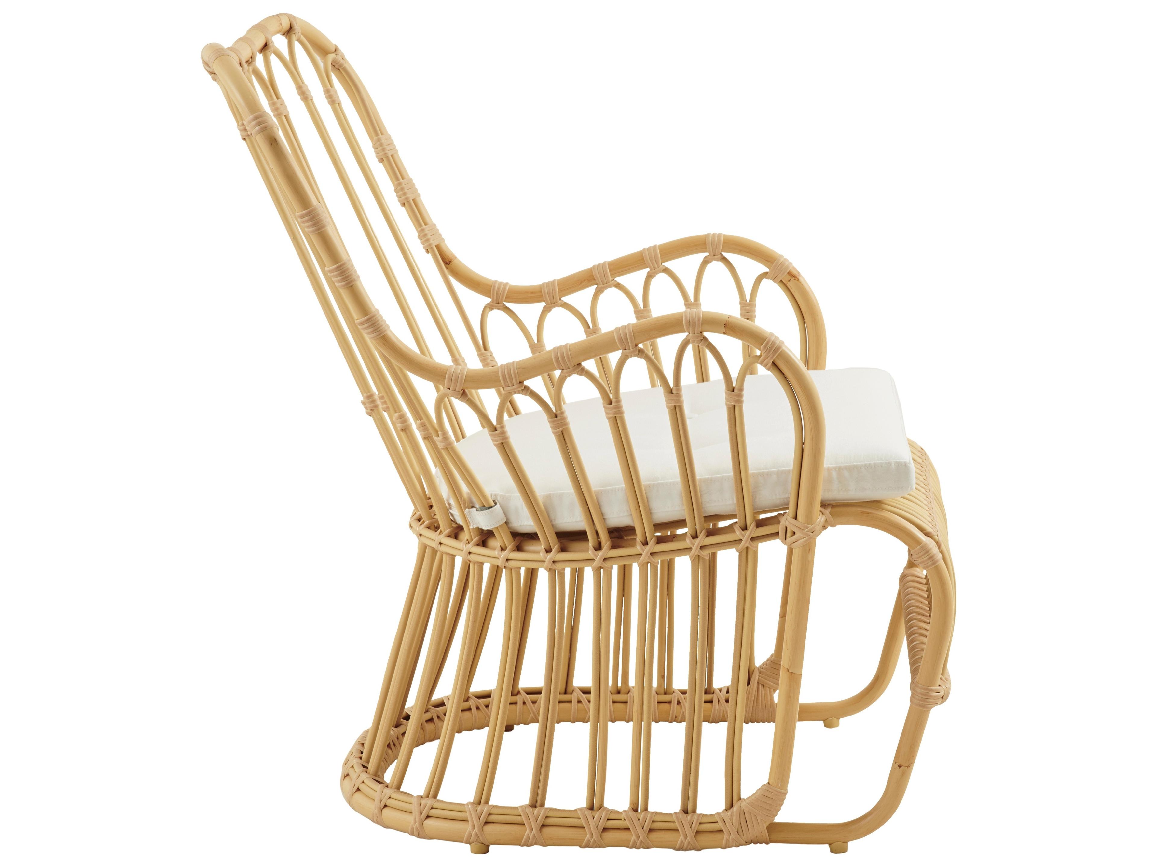 Sika Design Exterior Aluminum Rattan Natural Kindt Larsen Tulip Outdoor Patio Lounge Chair in Tempotest Canvas White