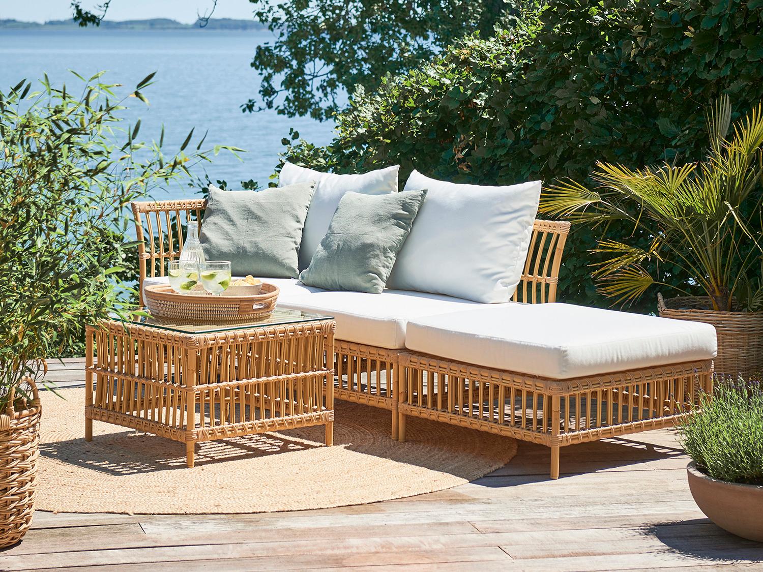 Sika Design Exterior Aluminum Natural Tempotest Canvas White Cushion Lounge Chair