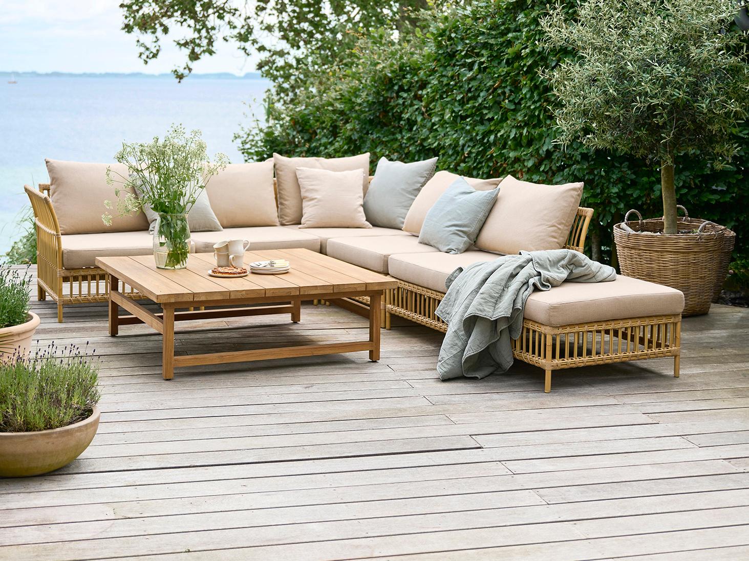 Sika Design Exterior Aluminum Natural Tempotest Canvas White Cushion Lounge Chair