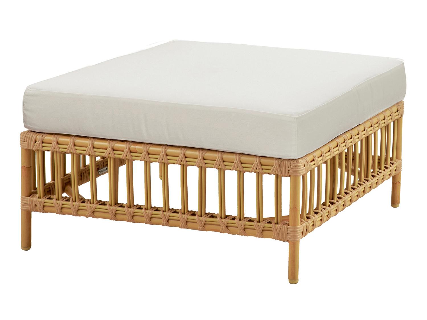 Sika Design Exterior Aluminum Natural, Tempotest Canvas White Cushion Ottoman