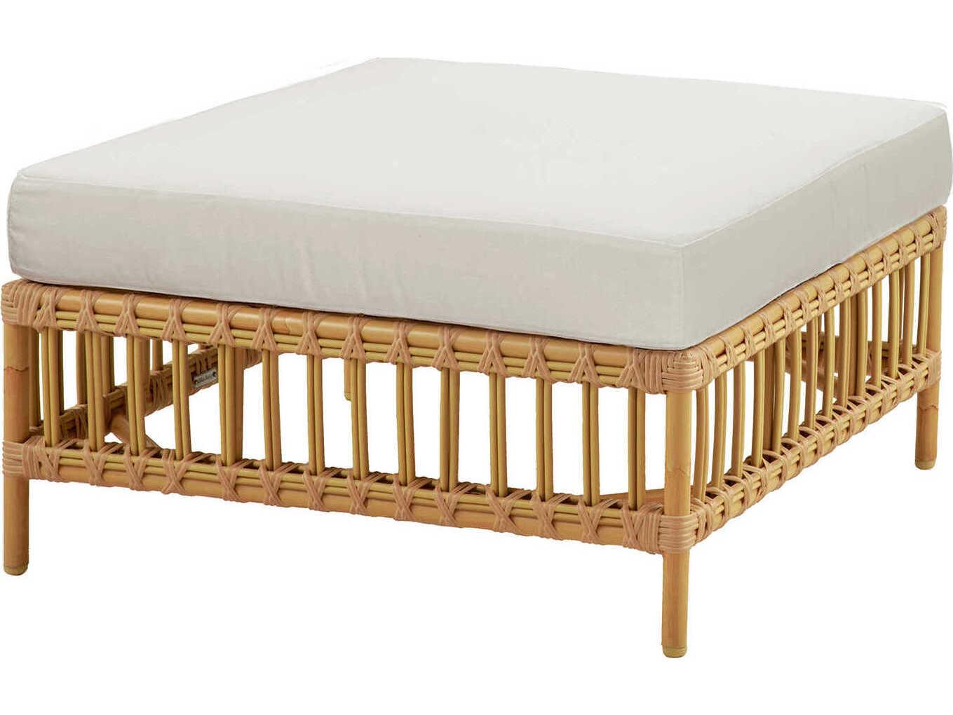 Sika Design Exterior Aluminum Natural, Tempotest Canvas White Cushion Ottoman