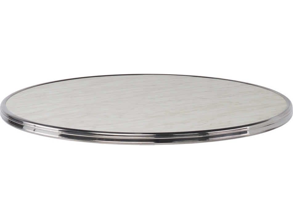 Sika Design Alu Affaire Chrome Strapping Genoa Round Faux Marble Laminate Table Top