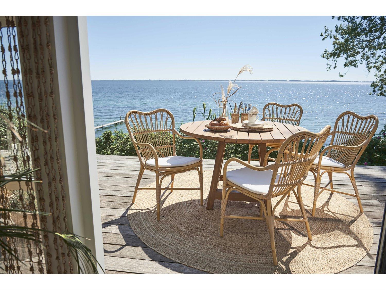 Sika Design Exterior Aluminum Natural Margaret Stackable Outdoor Dining Arm Chair