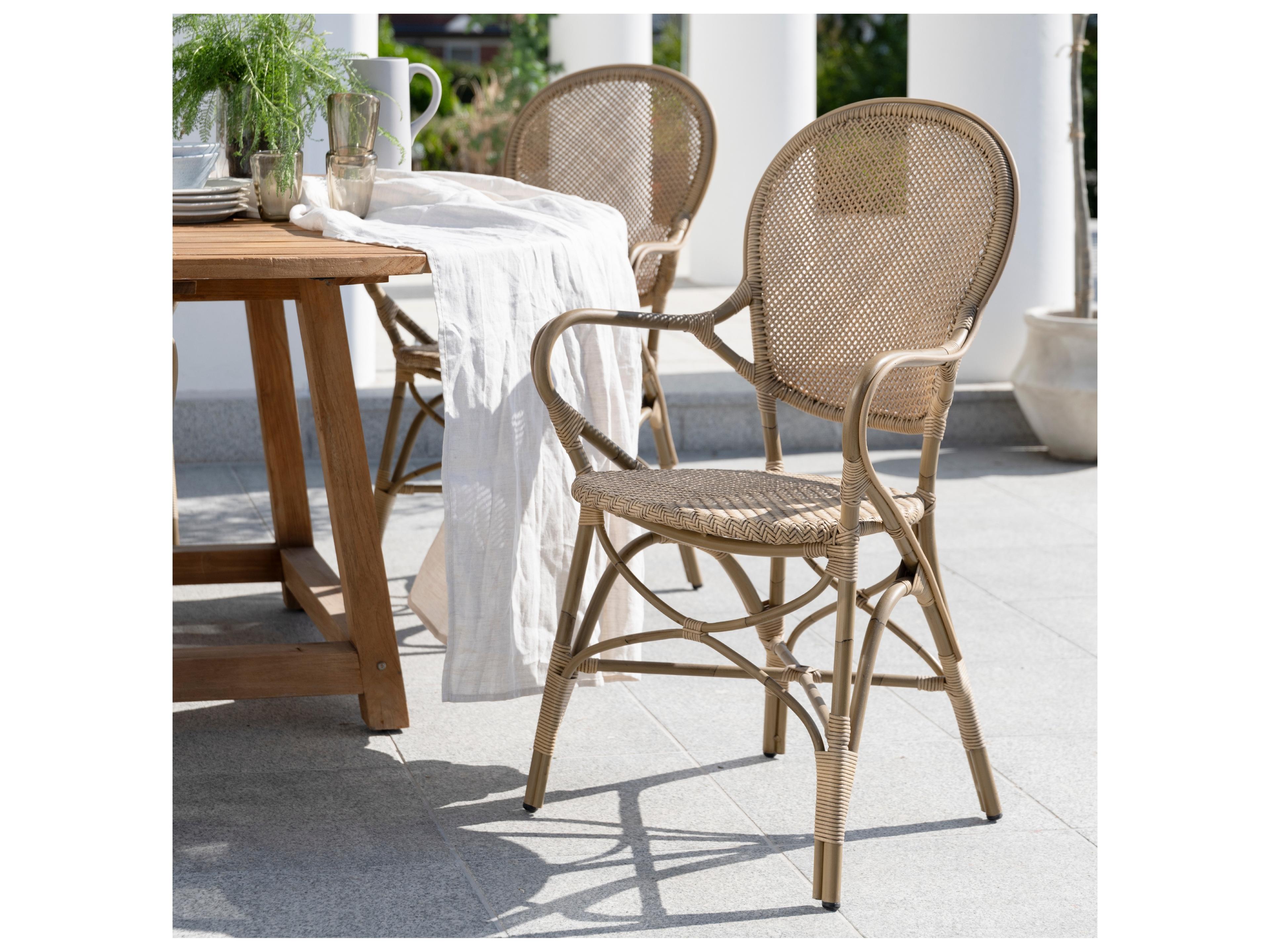 Sika Design Exterior Aluminum Rattan Antique Rossini Patio Dining Arm Chair