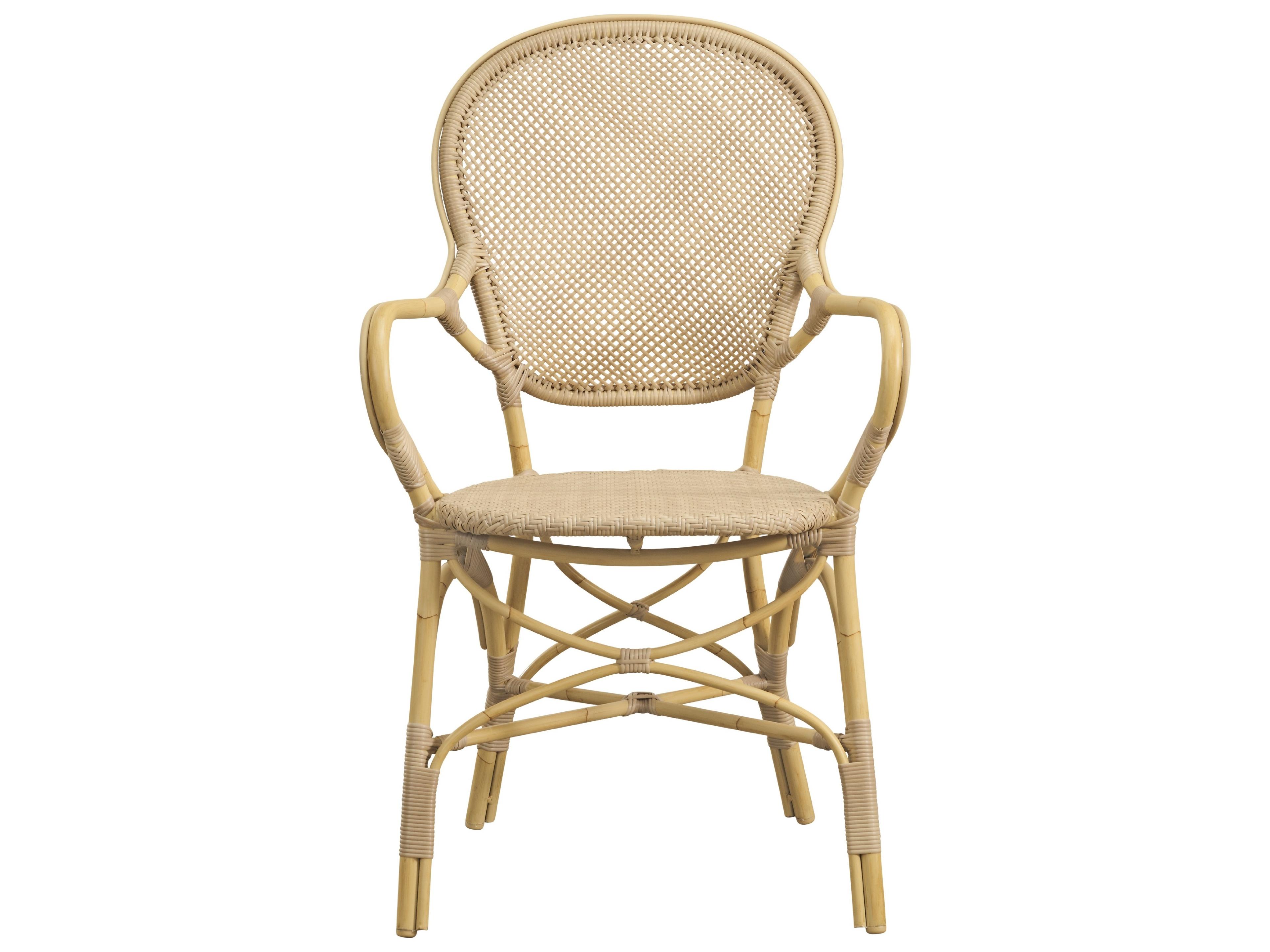 Sika Design Exterior Aluminum Rattan Natural Rossini Outdoor Dining Arm Chair