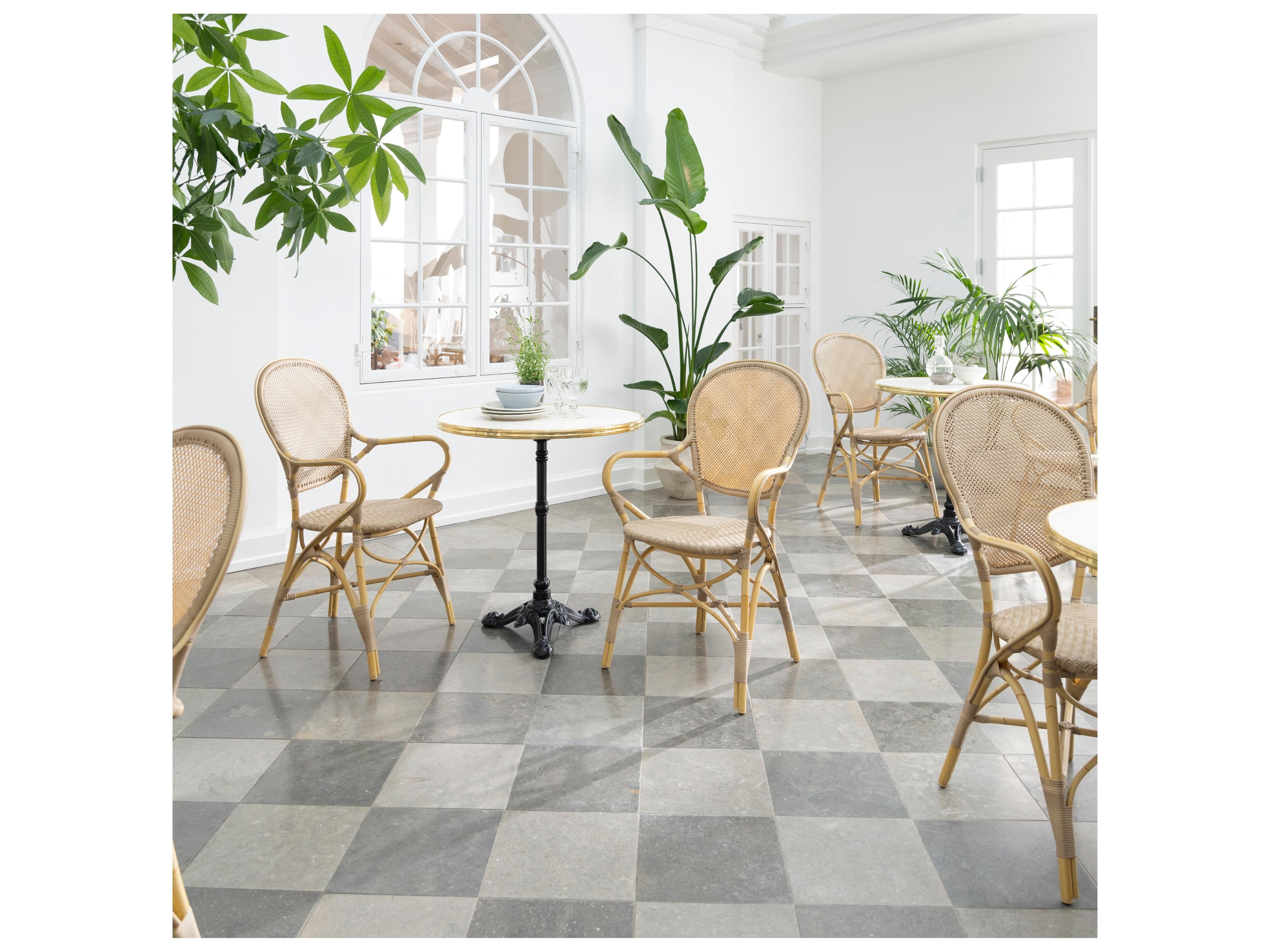 Sika Design Exterior Aluminum Rattan Natural Rossini Outdoor Dining Arm Chair