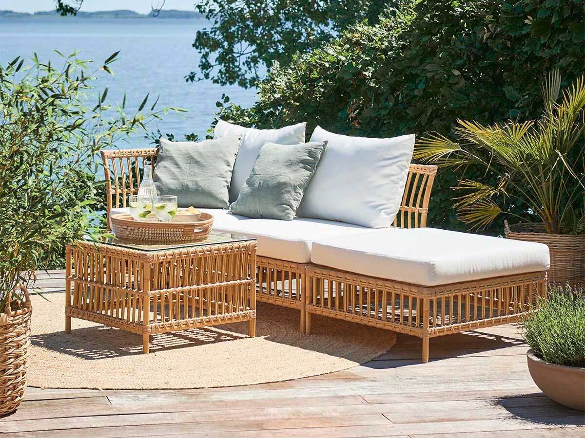 Sika Design Exterior Aluminum Rattan Natural Maggie Outdoor Ottoman