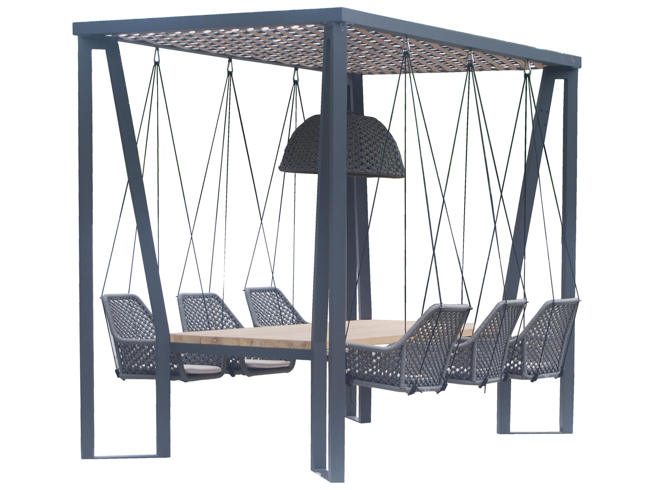 Skyline Design Horizon Aluminum; Black Mushroom Aluminum Dining Set