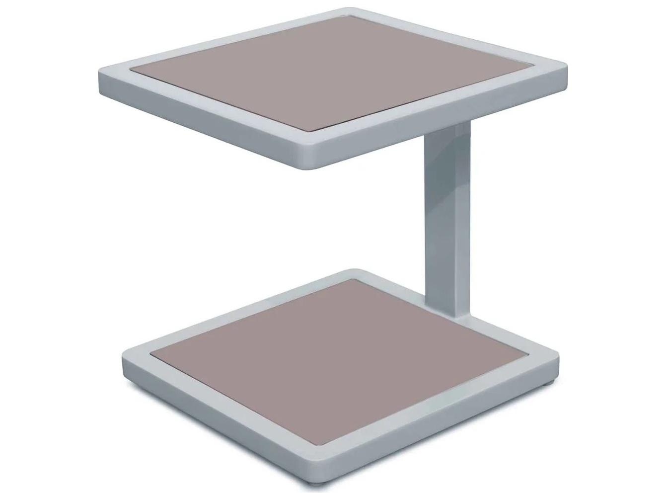 Skyline Design North Silver Gray Aluminum; Smoke Glass Aluminum Square End Table