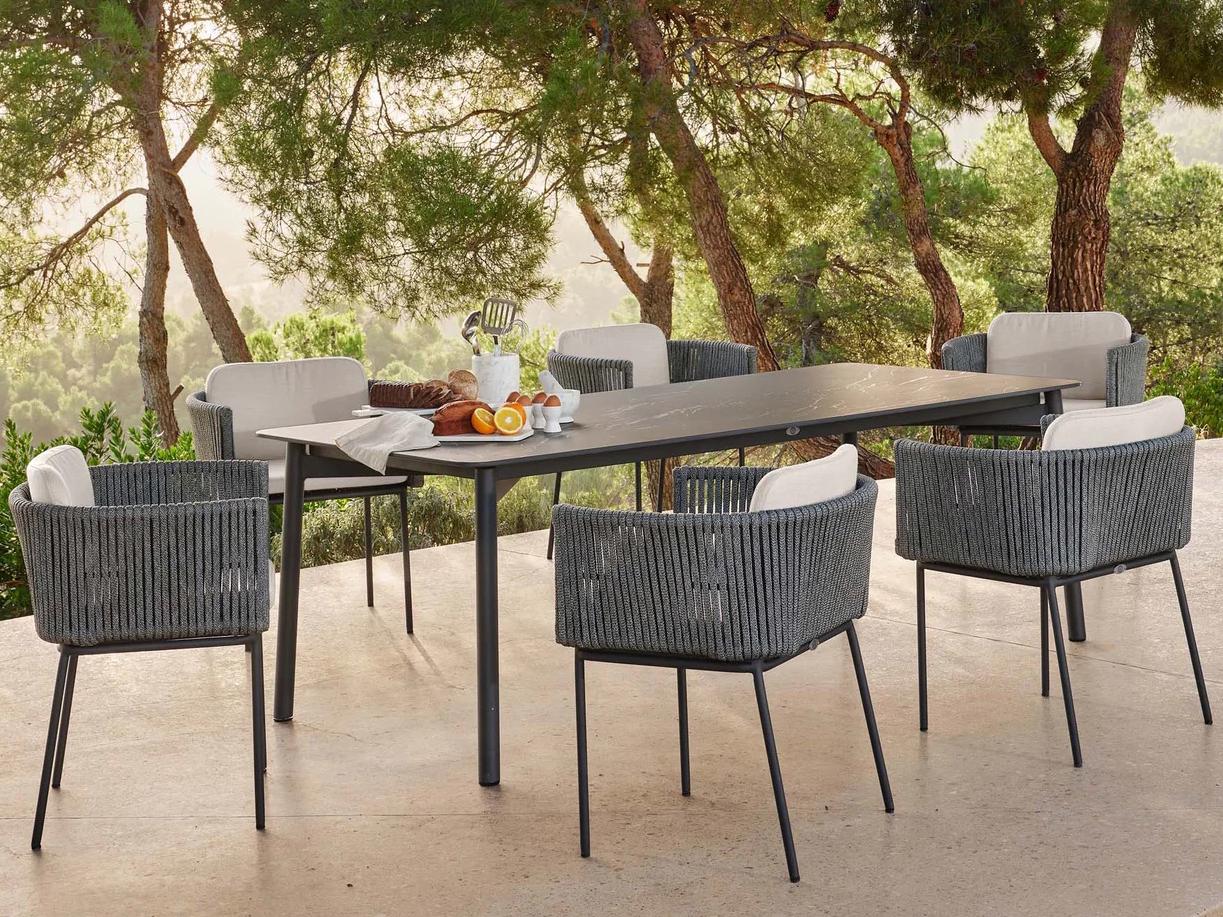 Skyline Design Boston Grey Strap Aluminum Dining Set