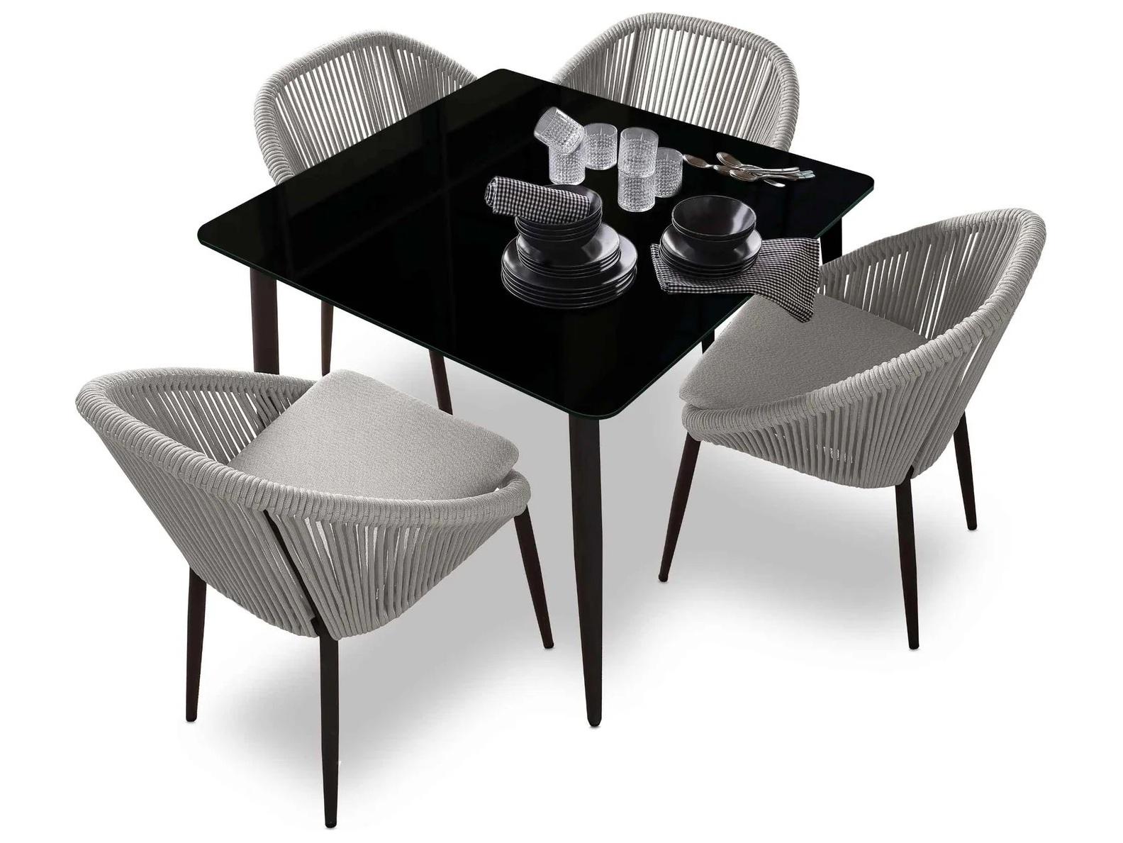 Skyline Design Rodona Polystrand Grey; Aluminum Dining Set