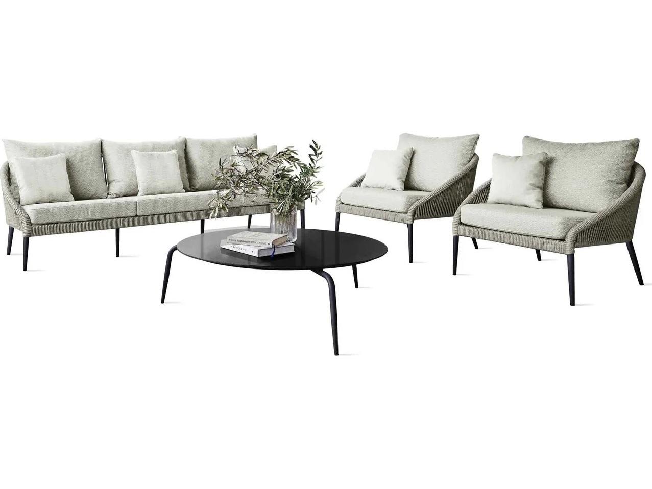 Skyline Design Rodona Polystrand Grey; Aluminum Cushion Lounge Set