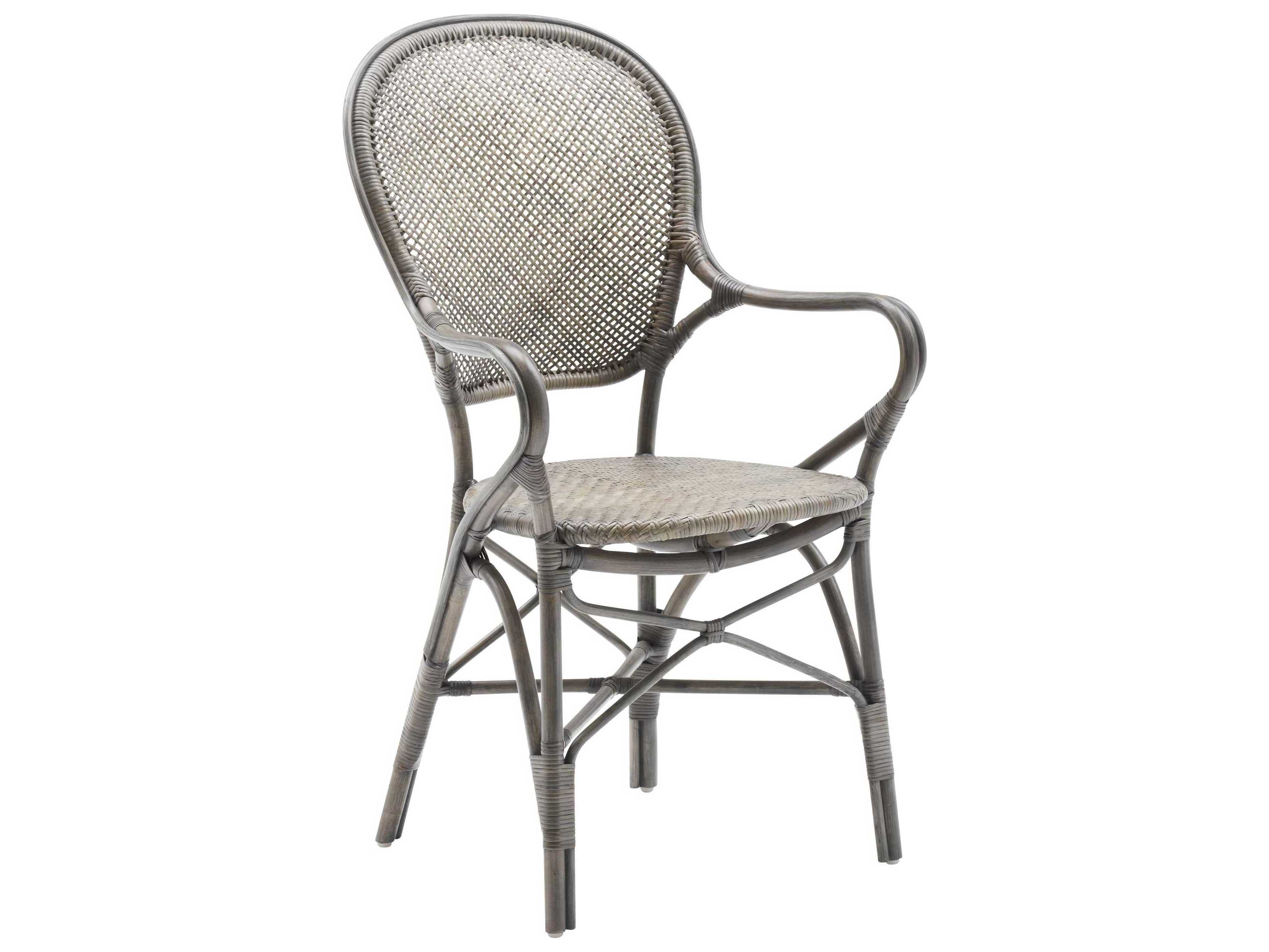 Sika Indoor Originals Rossini Rattan Gray Arm Dining Chair