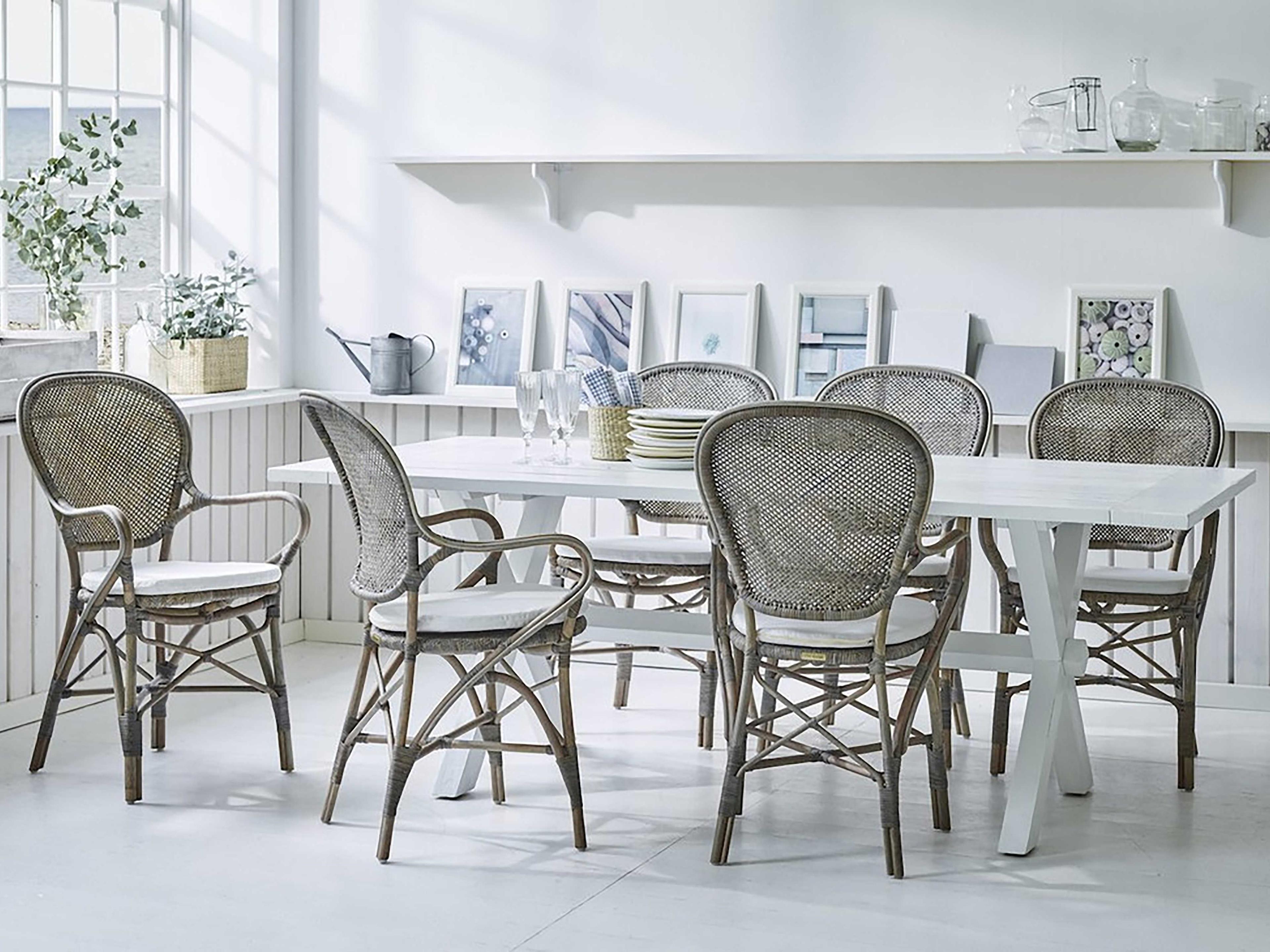 Sika Indoor Originals Rossini Rattan Gray Arm Dining Chair