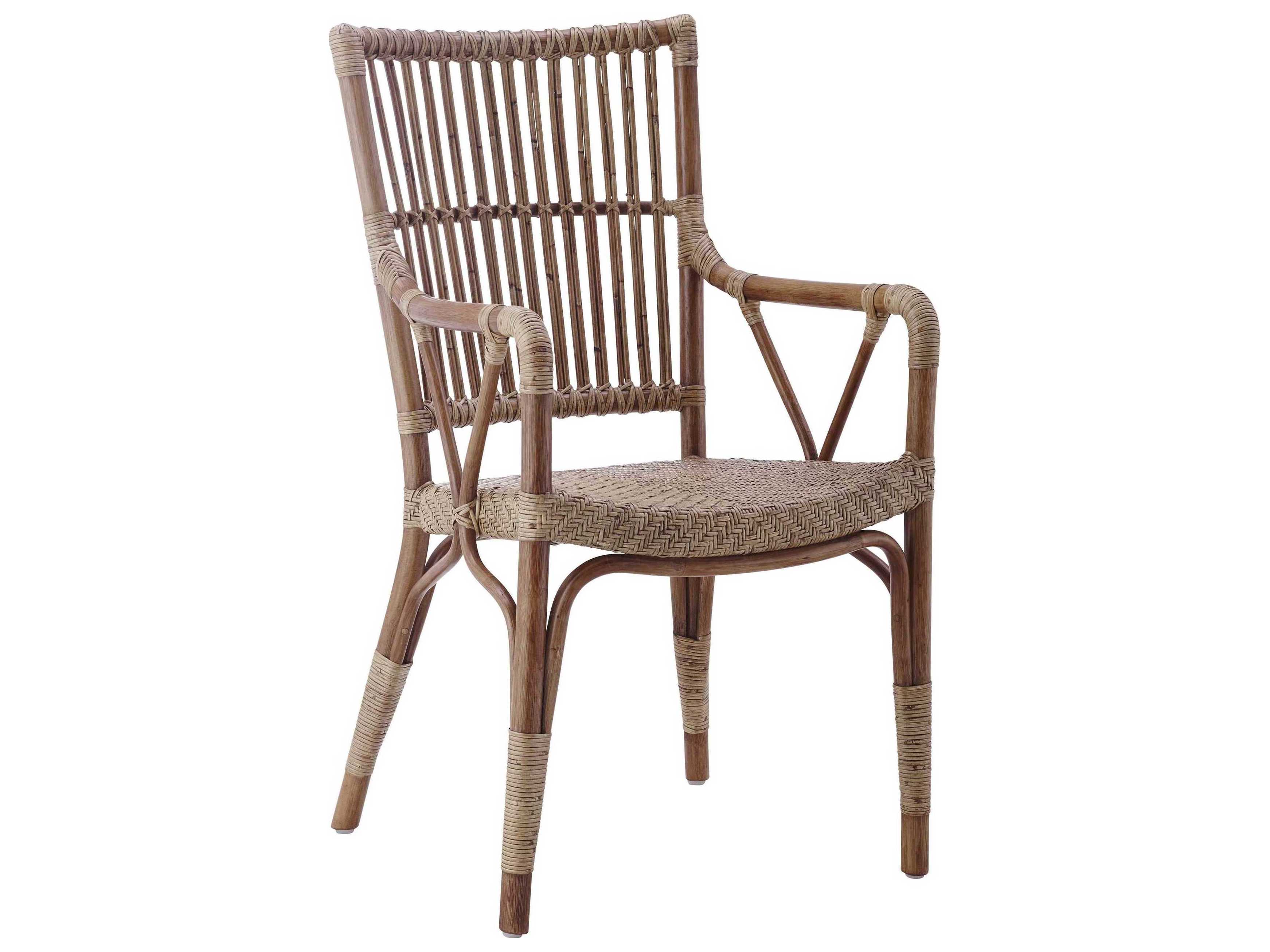 Sika Indoor Originals Piano Rattan Brown Arm Dining Chair