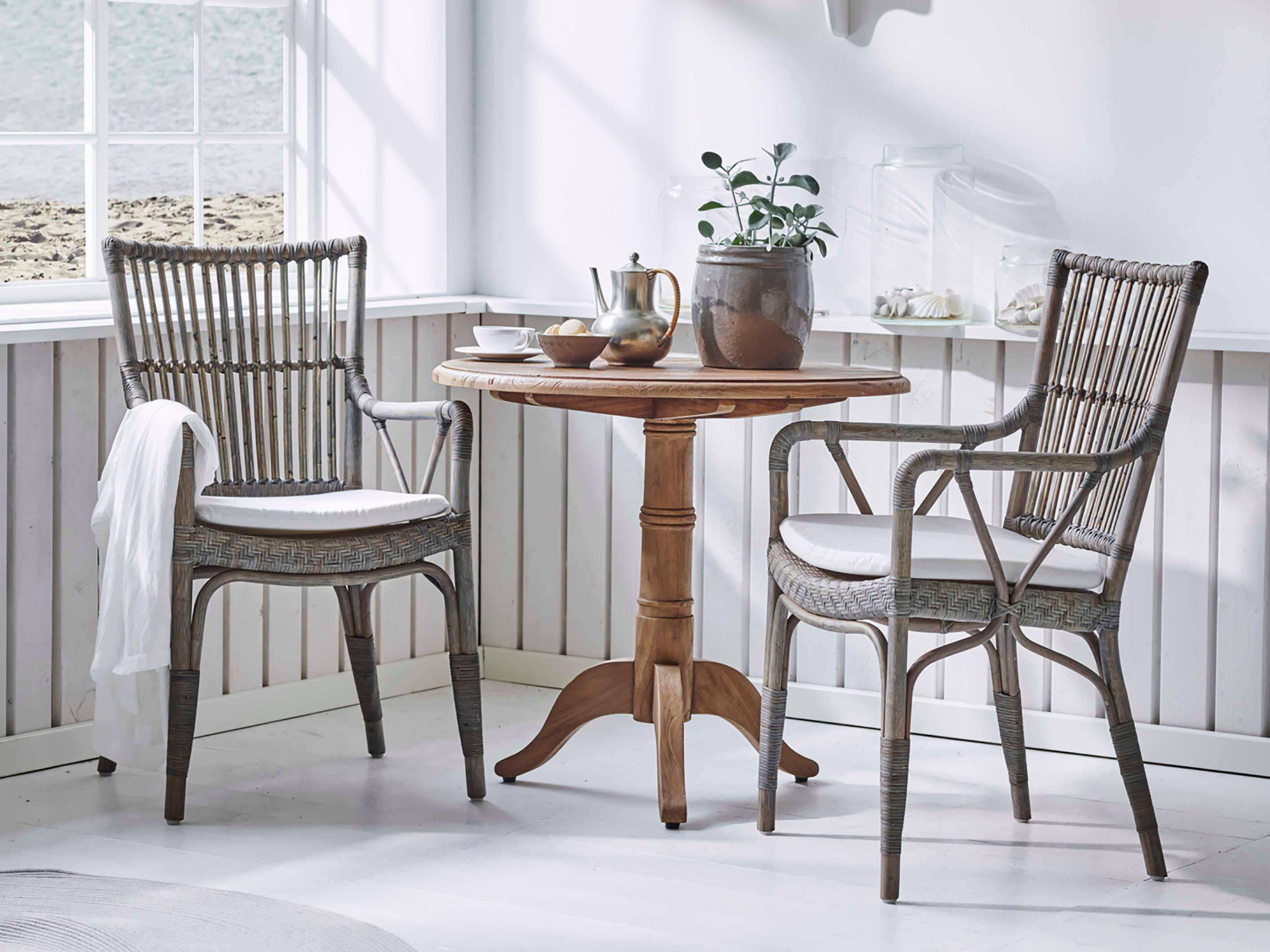 Sika Indoor Originals Piano Rattan Gray Arm Dining Chair