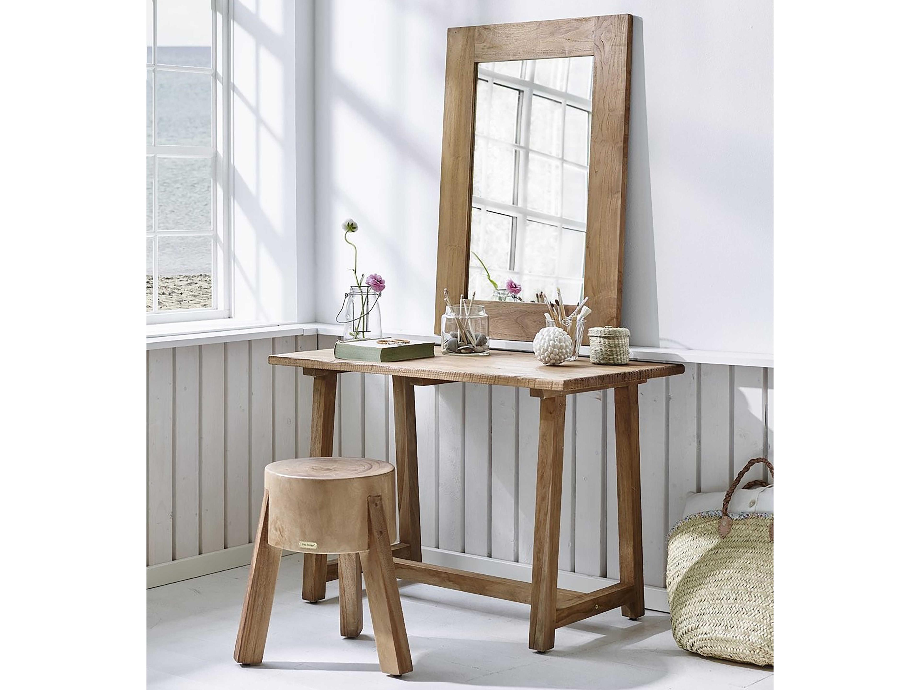 Sika Indoor Teak Brown Accent Stool