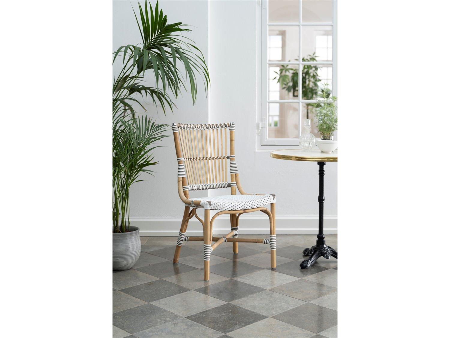 Sika Indoor Affaire Monique Bistro Rattan White Side Dining Chair