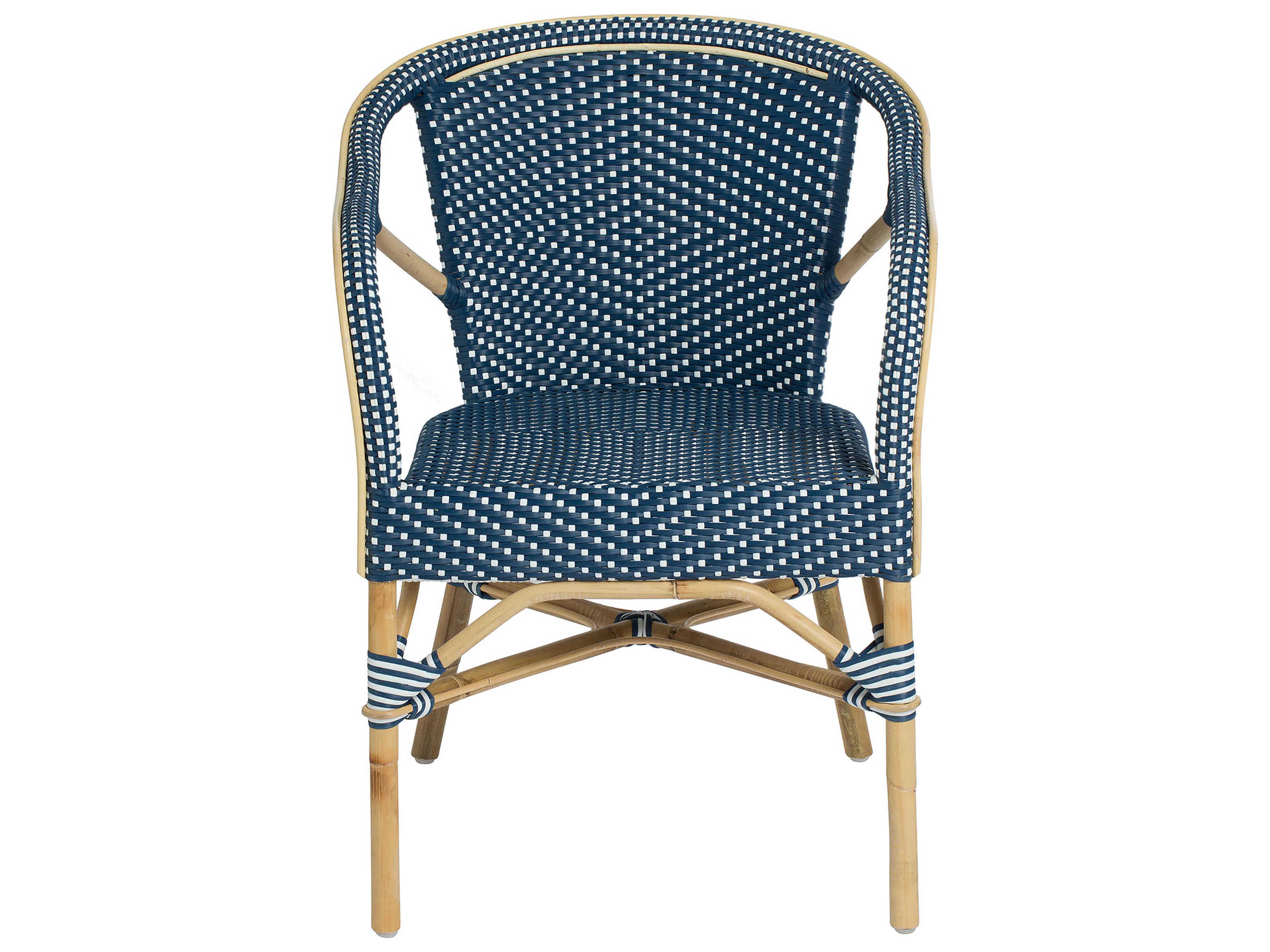 Sika Indoor Affaire Madeleine Bistro Rattan Blue Arm Dining Chair