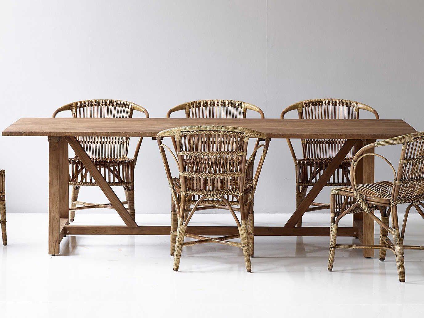 Sika Indoor Teak Rectangular Wood Dining Table