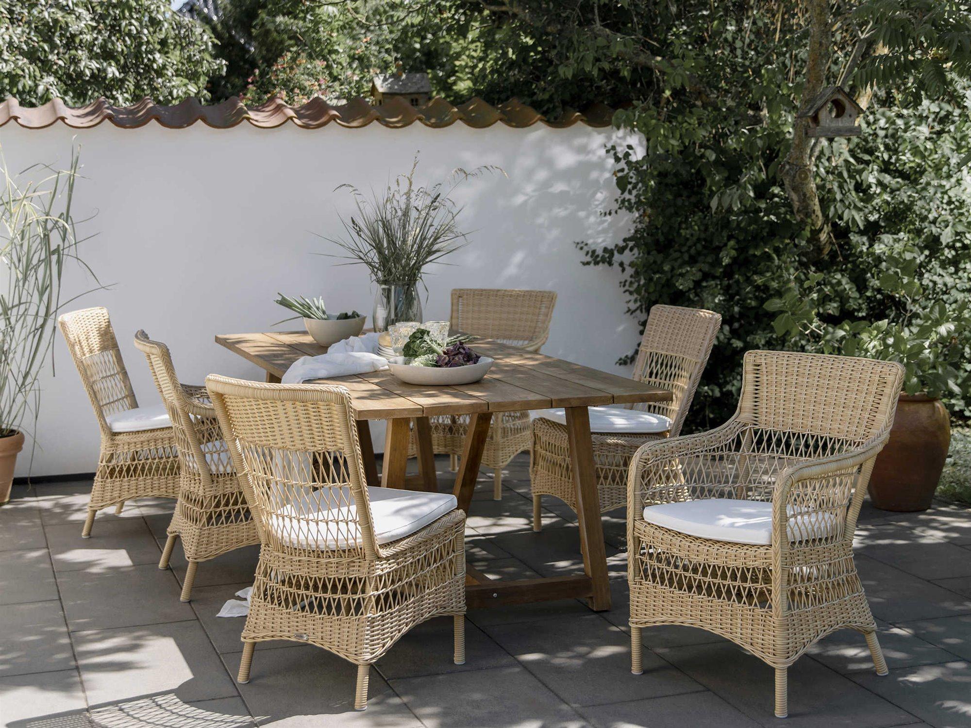 Sika Indoor Teak Rattan Dining Room Set