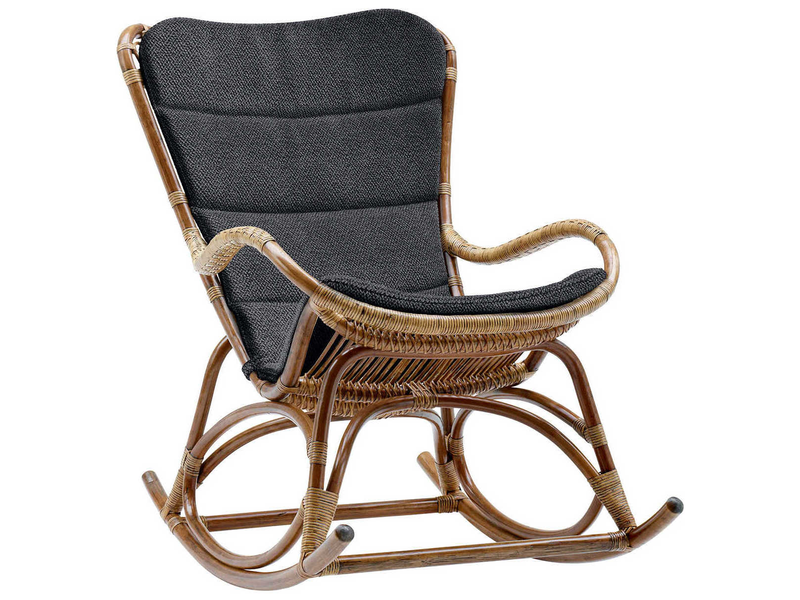 Sika Indoor Originals Rocker Brown Rocking Chair & Dark Grey Cushion Set